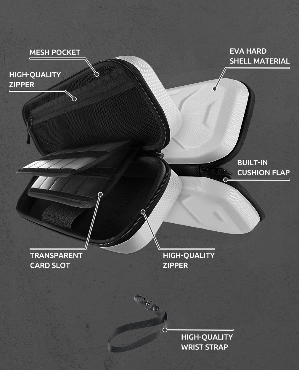 ESTUCHE RÍGIDO MUMBA PARA NINTENDO SWITCH OLED Y SWITCH 1 BLANCO - 4