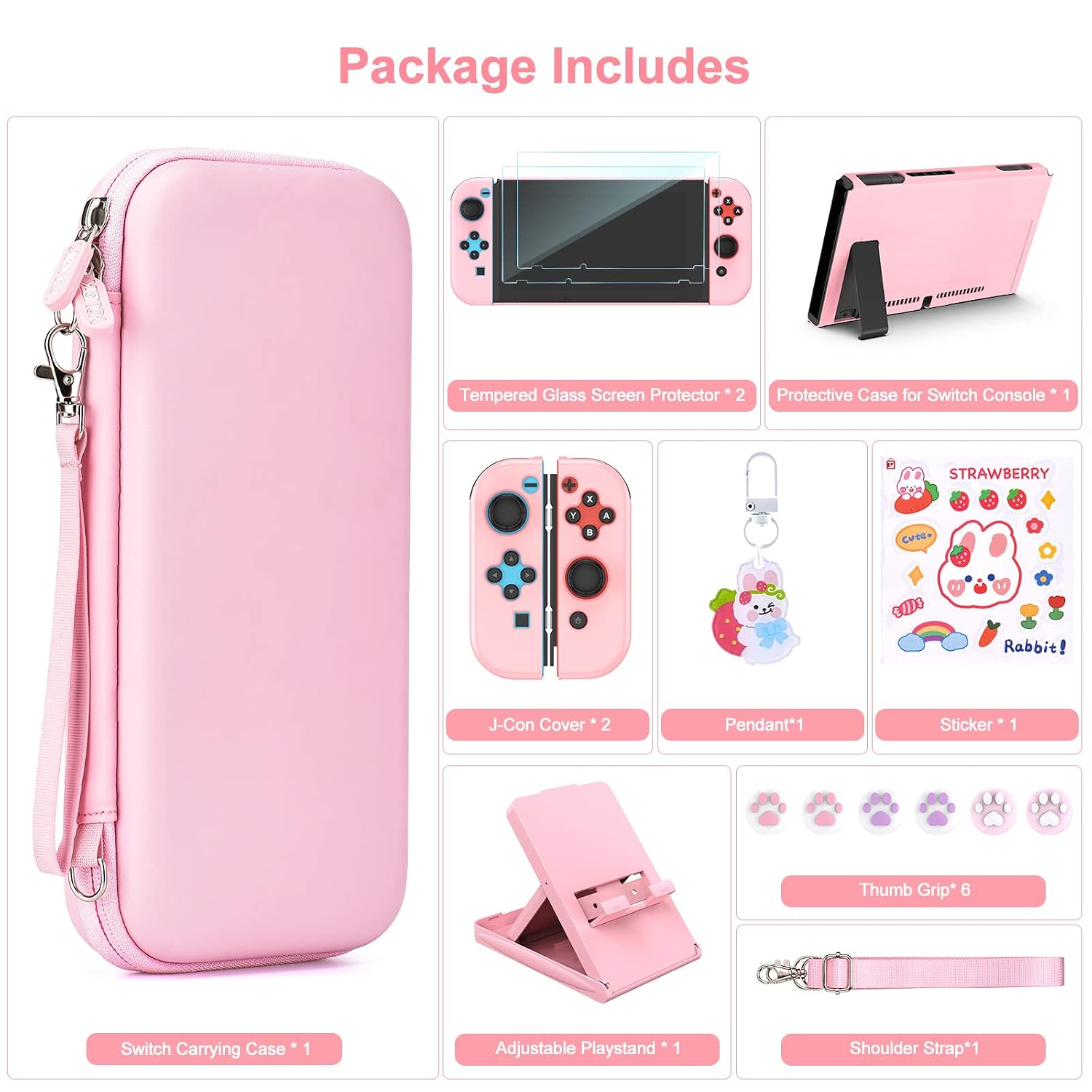 KIT DE ACCESORIOS PARA SWITCH YOUNIK 17 EN 1 ROSA - 4
