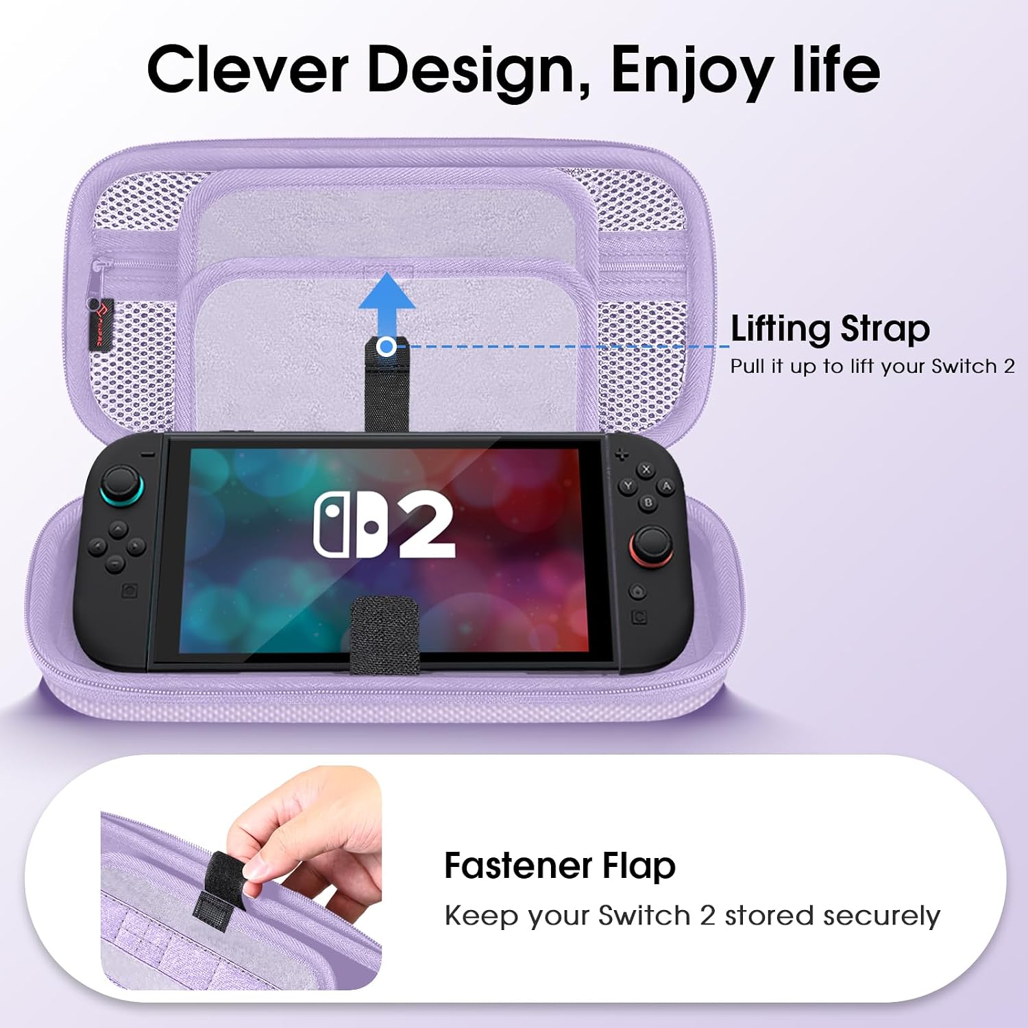 ESTUCHE RÍGIDO FINTIE PARA NINTENDO SWITCH 2 (2025) LILA - 5