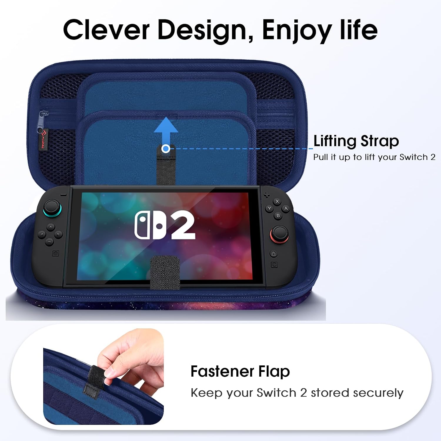 ESTUCHE RÍGIDO FINTIE PARA NINTENDO SWITCH 2 (2025) COLOR GALAXIA - 5