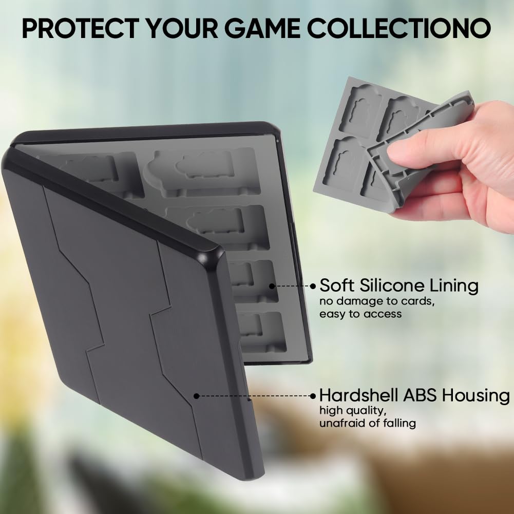 ESTUCHE PARA TARJETAS DE JUEGOS FIVTEK PARA NINTENDO SWITCH CON 16 RANURAS PARA JUEGOS Y 16 PARA MICRO SD NEGRO - 4