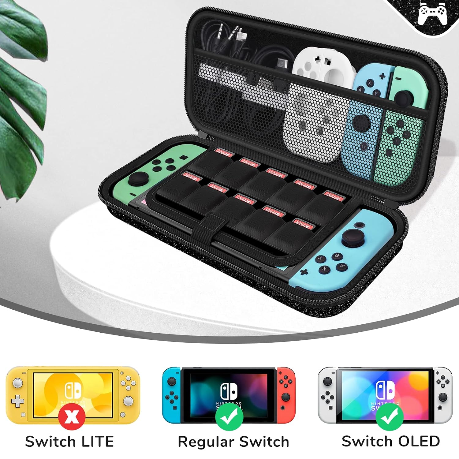 ESTUCHE HOMICOZY GLITTER ROSA CLARO PARA NINTENDO SWITCH Y SWITCH OLED - 5