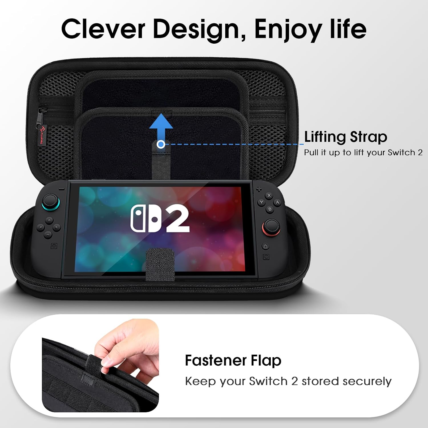 ESTUCHE RÍGIDO FINTIE PARA NINTENDO SWITCH 2 (2025) ROSA BRILLANTE AZUL - 5