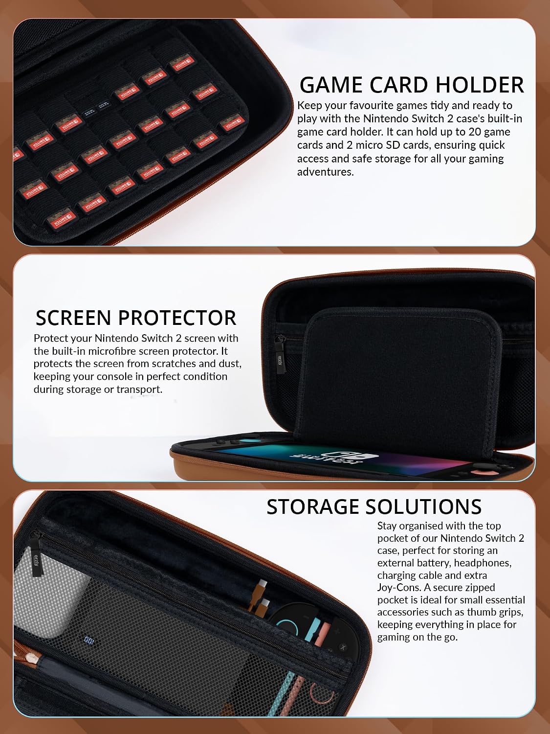 FUNDA ORZLY PARA NINTENDO SWITCH 2 CON PROTECCIÓN Y ALMACENAMIENTO - 5