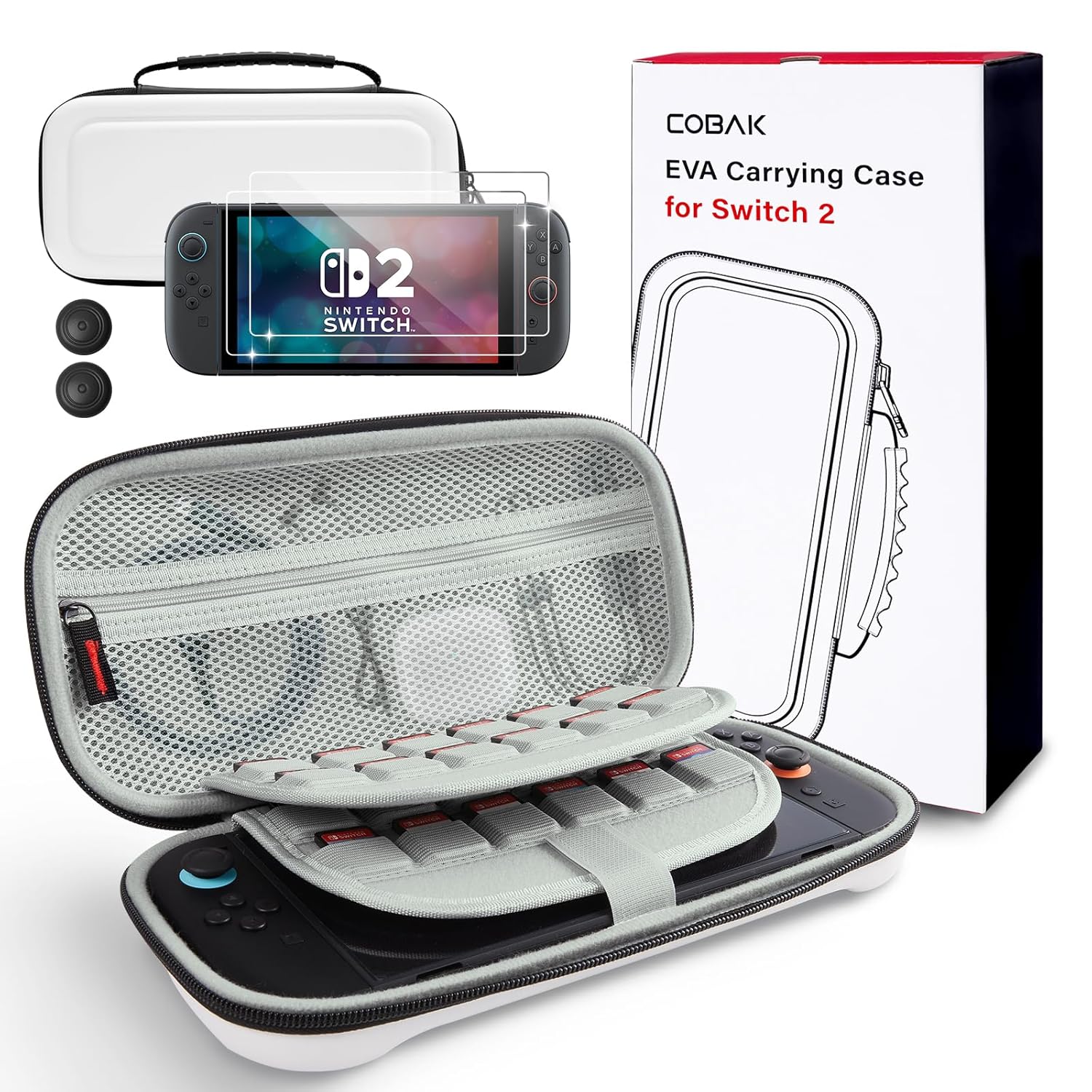 ESTUCHE PARA NINTENDO SWITCH 2 COBAK GRAN CAPACIDAD BLANCO - 1