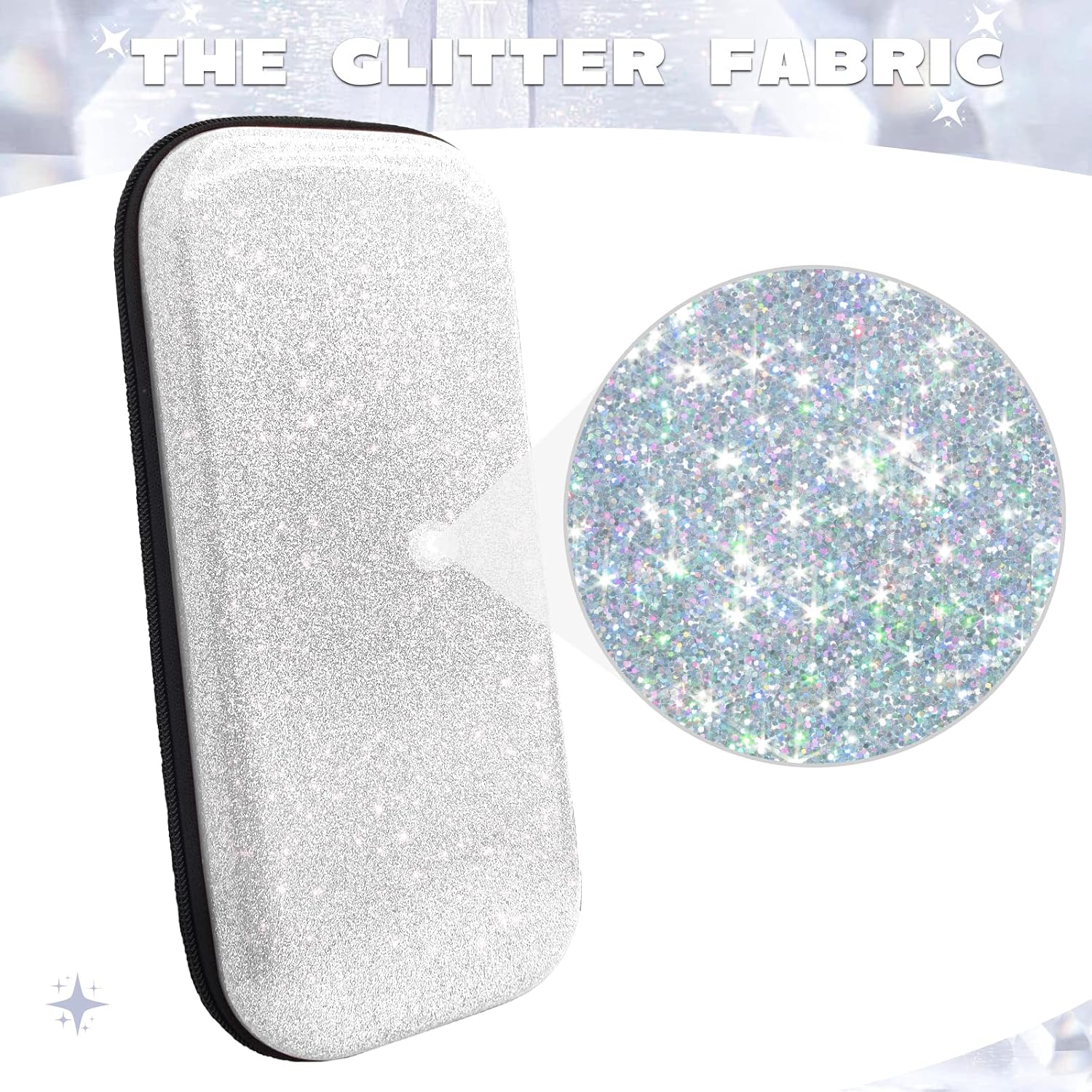 ESTUCHE PARA NINTENDO SWITCH HOMICOZY GLITTER PLATA - 2