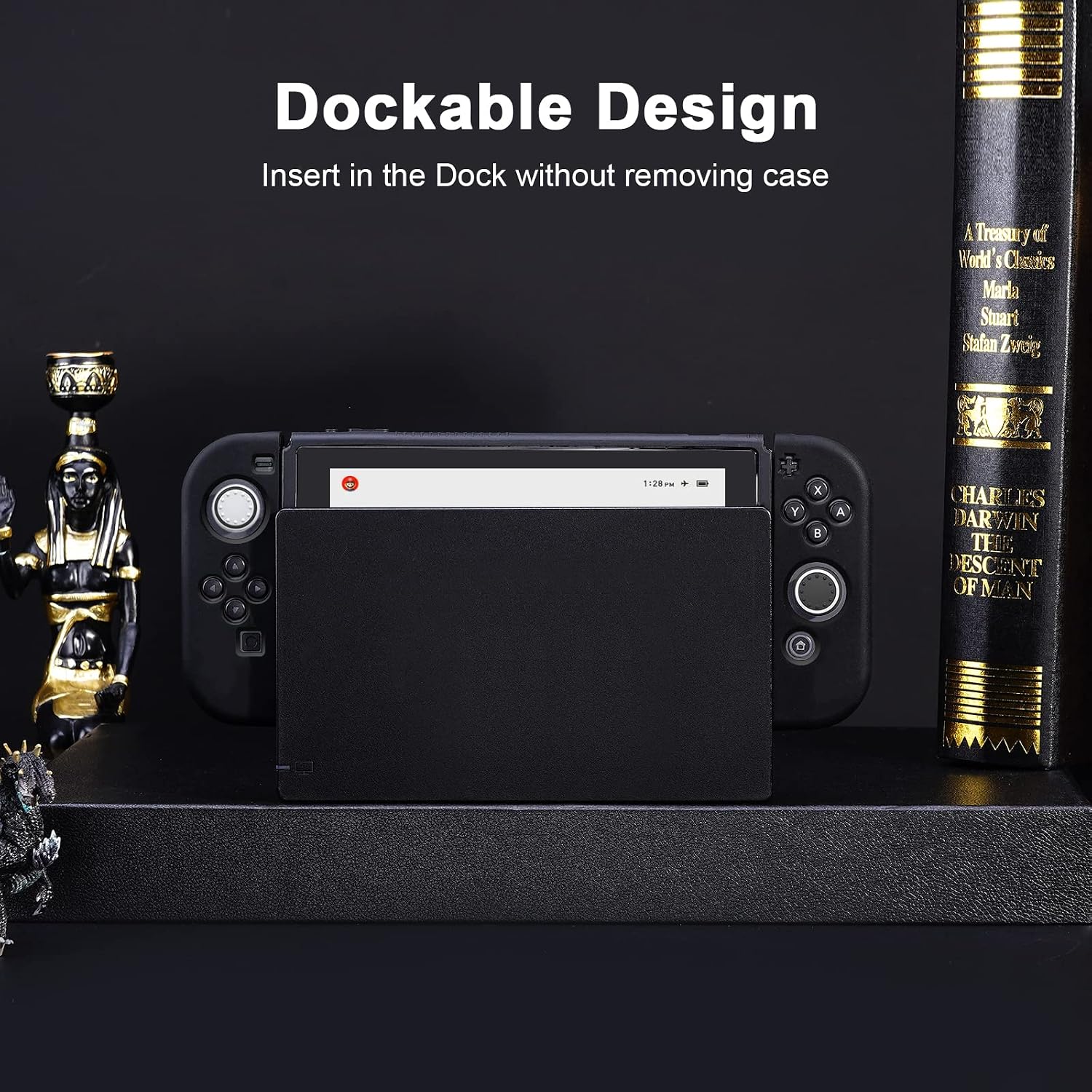 FUNDA PROTECTORA JINGDU PARA NINTENDO SWITCH 2017 TPU NEGRA CON 4 TAPAS PARA JOYSTICK - 4