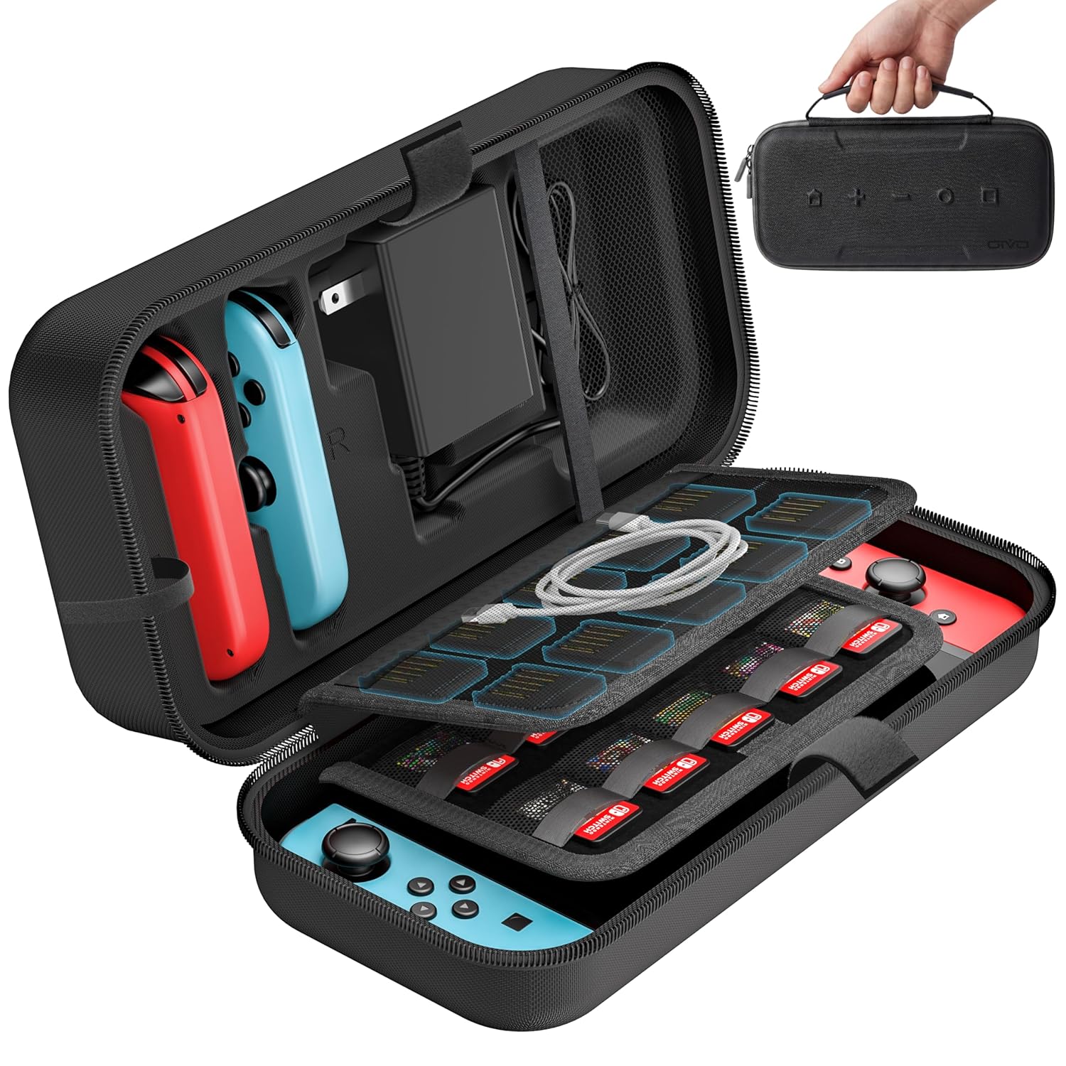 ESTUCHE PARA NINTENDO SWITCH OIVO COMPATIBLE CON SWITCH Y OLED NEGRO - 1