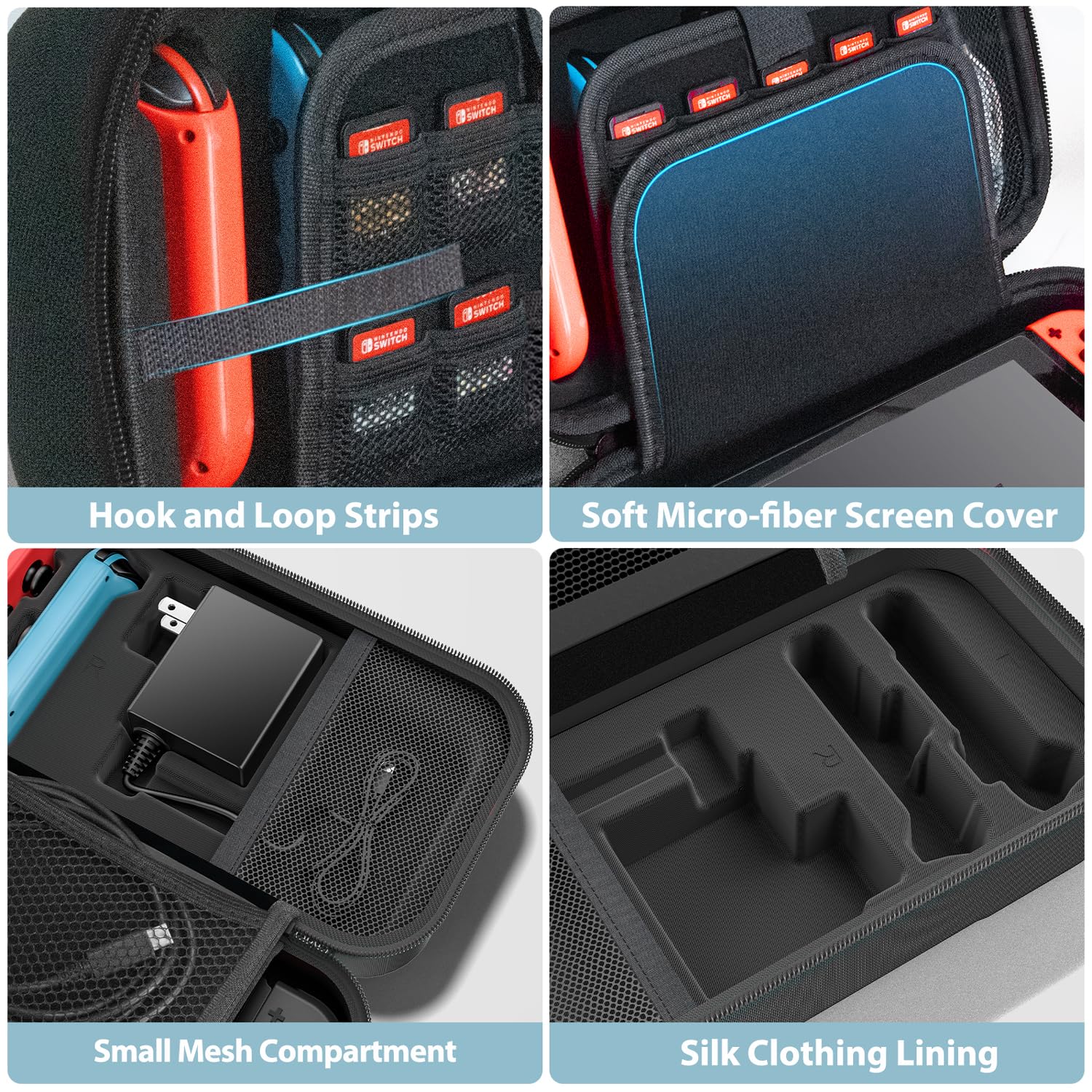 ESTUCHE PARA NINTENDO SWITCH OIVO COMPATIBLE CON SWITCH Y OLED NEGRO - 5