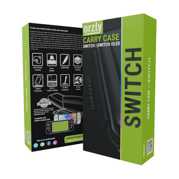 ESTUCHE RÍGIDO ORZLY PARA NINTENDO SWITCH OLED Y SWITCH COLOR VERDE - 2