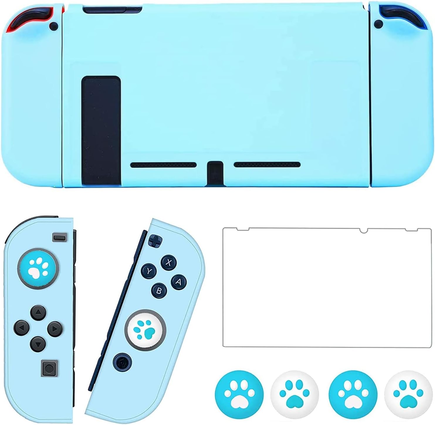 FUNDA PROTECTORA OLDZHU AZUL COMPATIBLE CON NINTENDO SWITCH JOY-CON CON PROTECTOR DE PANTALLA Y GRIPS - 1