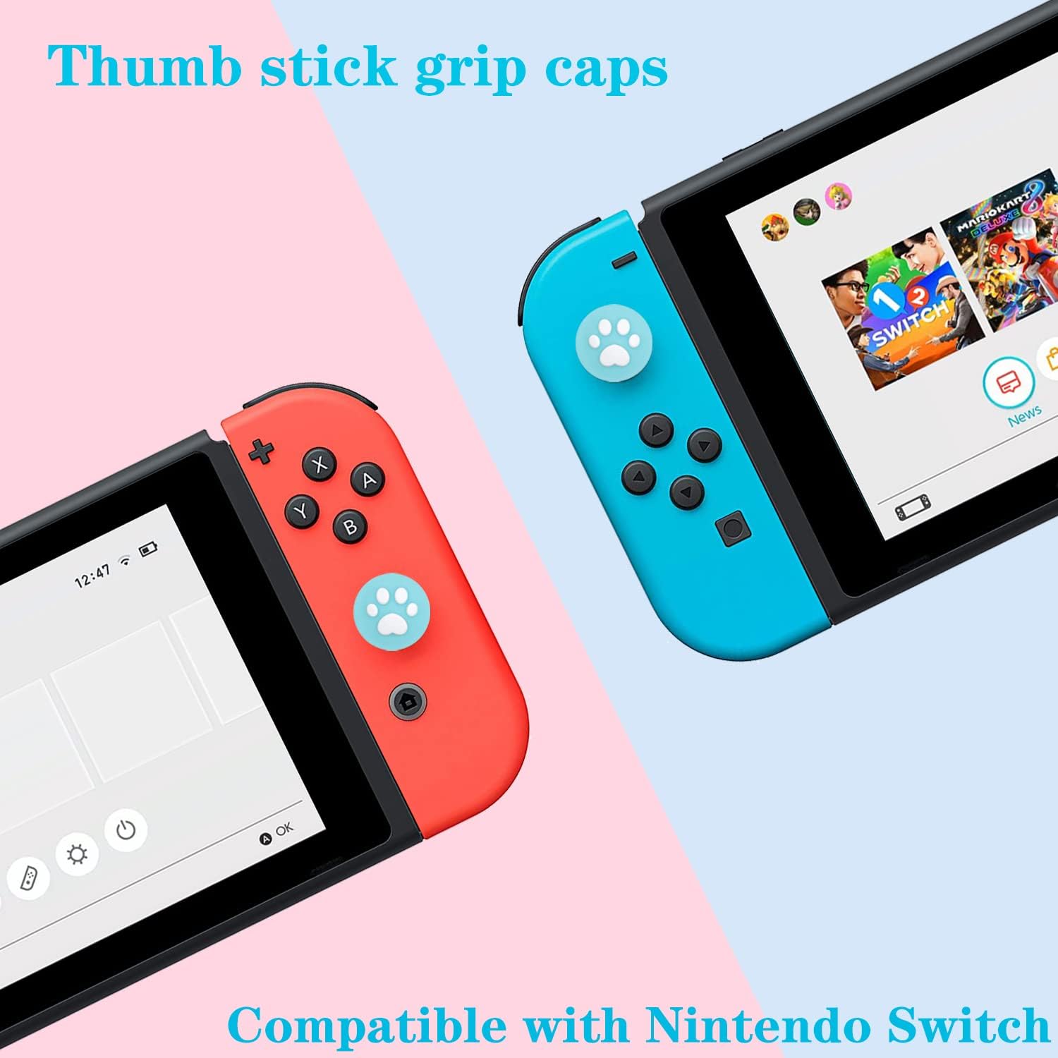 FUNDA PROTECTORA OLDZHU AZUL COMPATIBLE CON NINTENDO SWITCH JOY-CON CON PROTECTOR DE PANTALLA Y GRIPS - 5