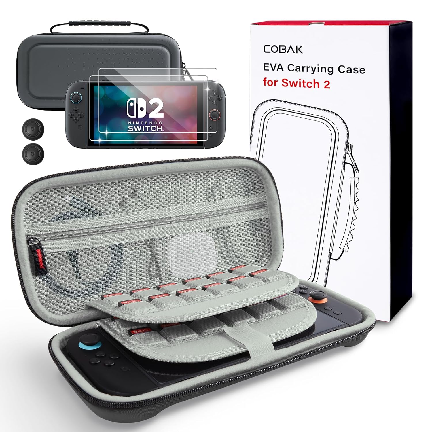 ESTUCHE PARA NINTENDO SWITCH 2 COBAK GRAN CAPACIDAD GRIS - 1