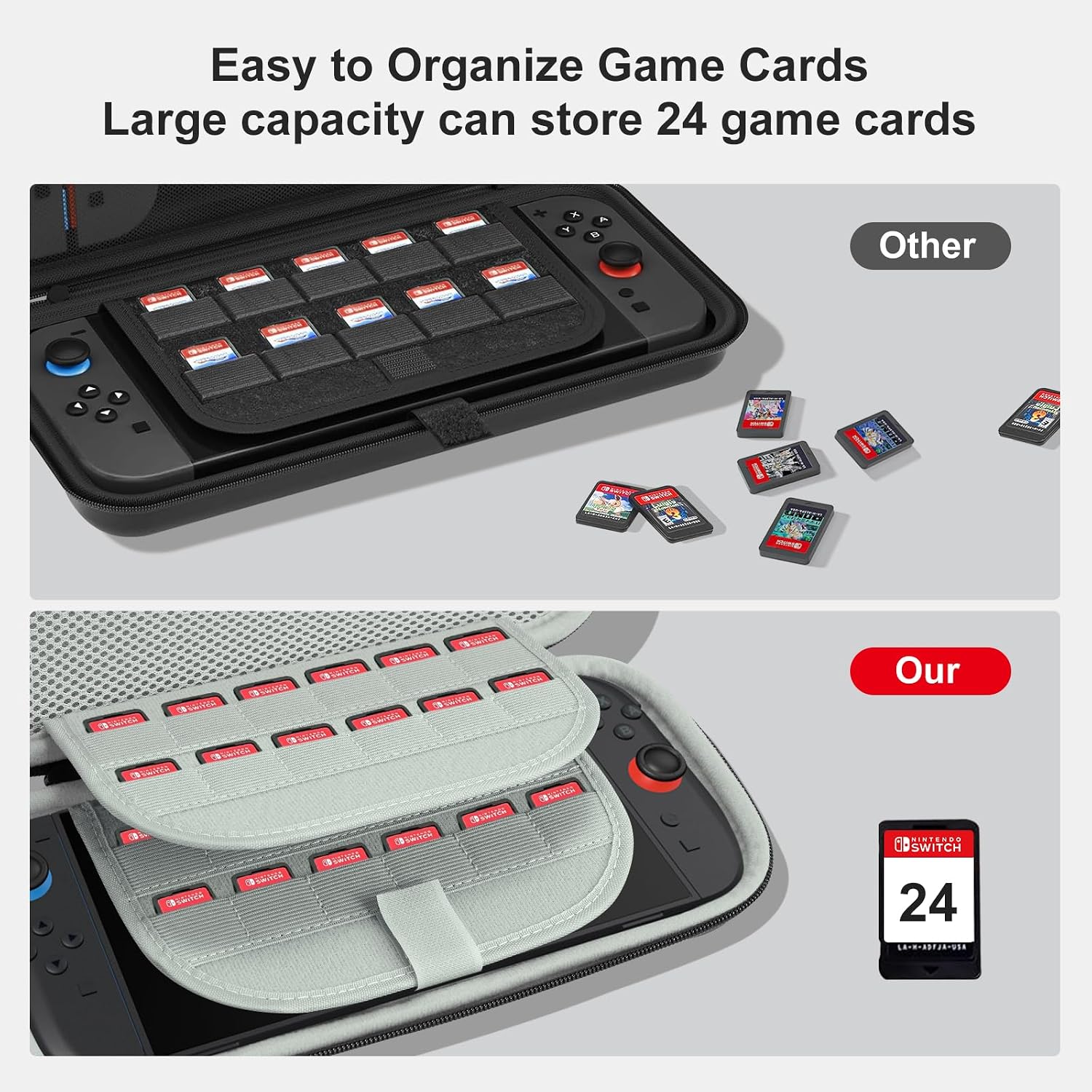 ESTUCHE PARA NINTENDO SWITCH 2 COBAK GRAN CAPACIDAD GRIS - 4