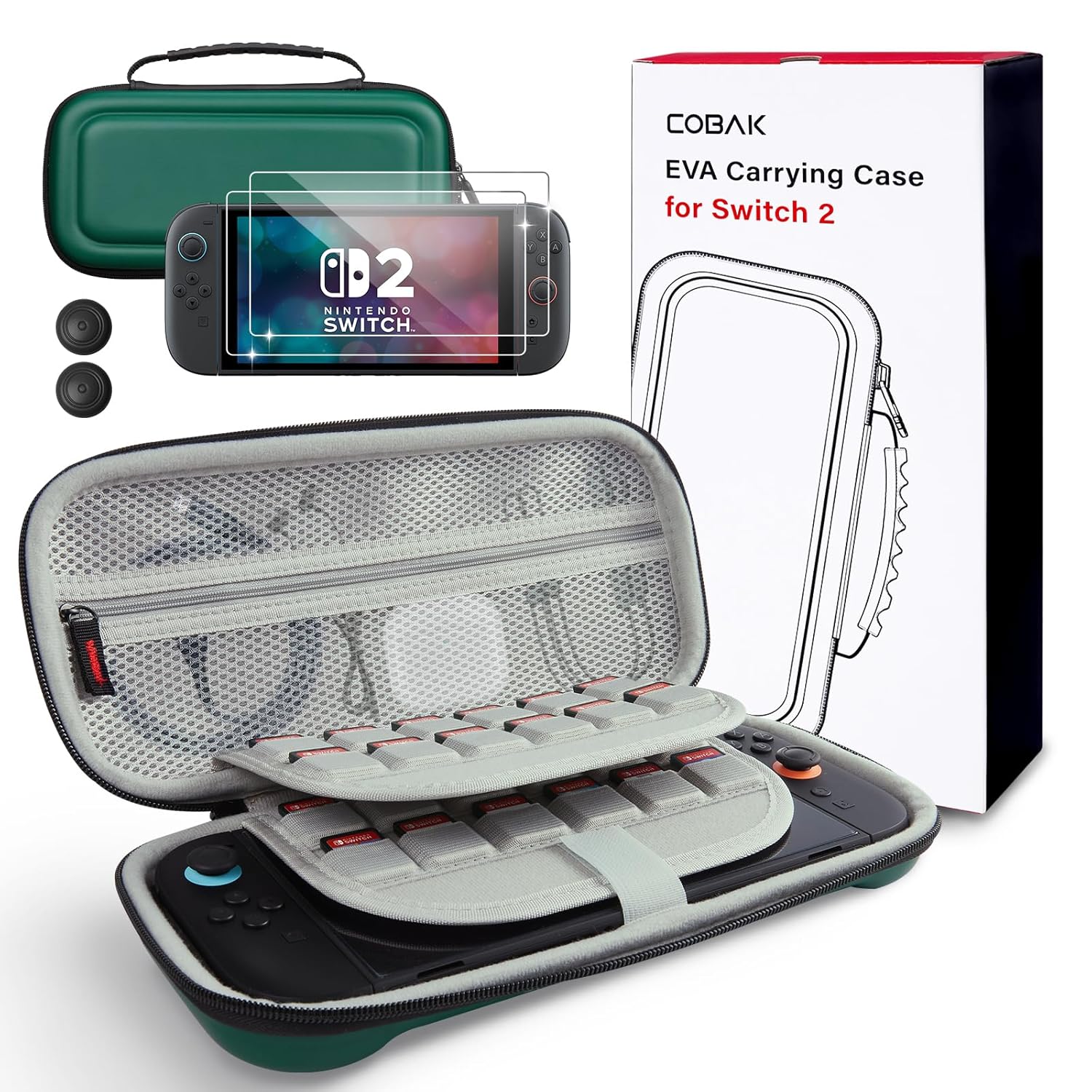 ESTUCHE PARA NINTENDO SWITCH 2 COBAK GRAN CAPACIDAD VERDE OSCURO - 1