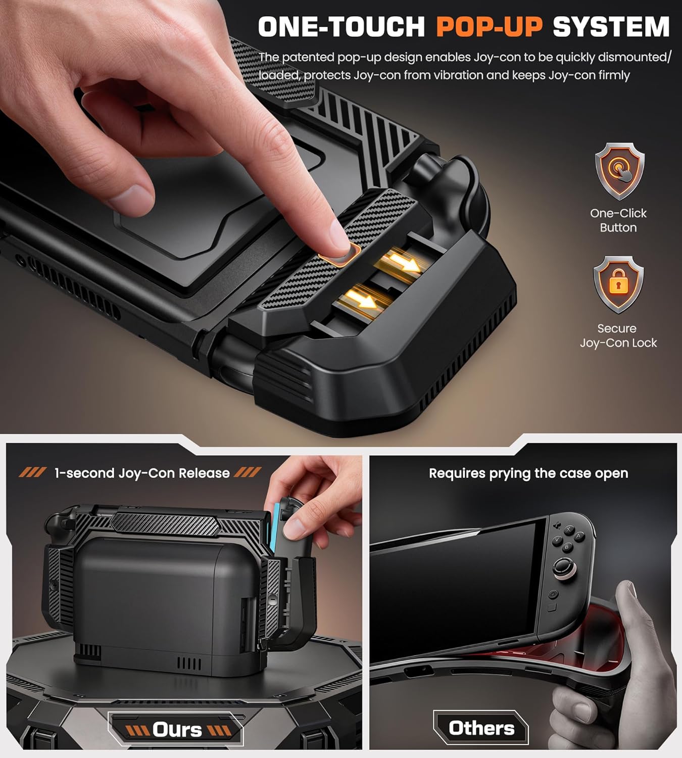 FUNDA PROTECTORA NINABXY PARA NINTENDO SWITCH 2 CON LIBERACIÓN RÁPIDA JOY-CON Y AGARRE ERGONÓMICO - 3
