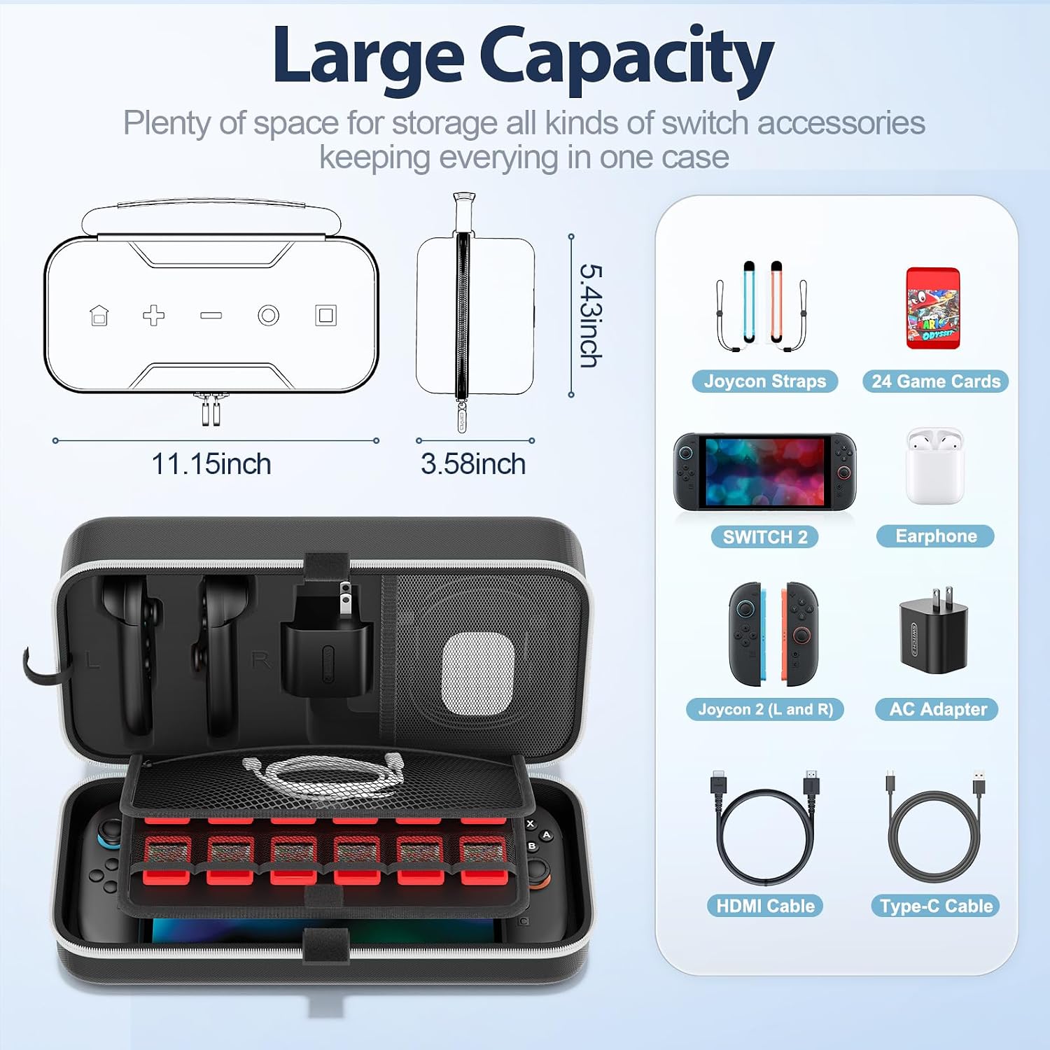 ESTUCHE PARA NINTENDO SWITCH OIVO 2025 RÍGIDO CON 24 RANURAS PARA JUEGOS BLANCO - 4