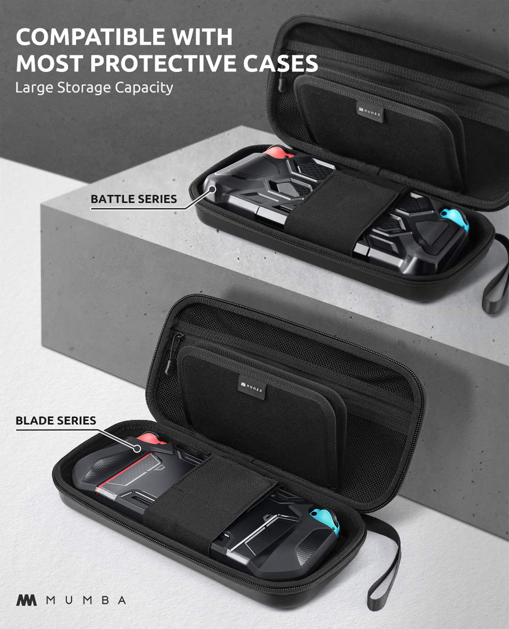 ESTUCHE RÍGIDO MUMBA PARA NINTENDO SWITCH OLED Y SWITCH 1 PLUS VERSIÓN NEGRO - 2
