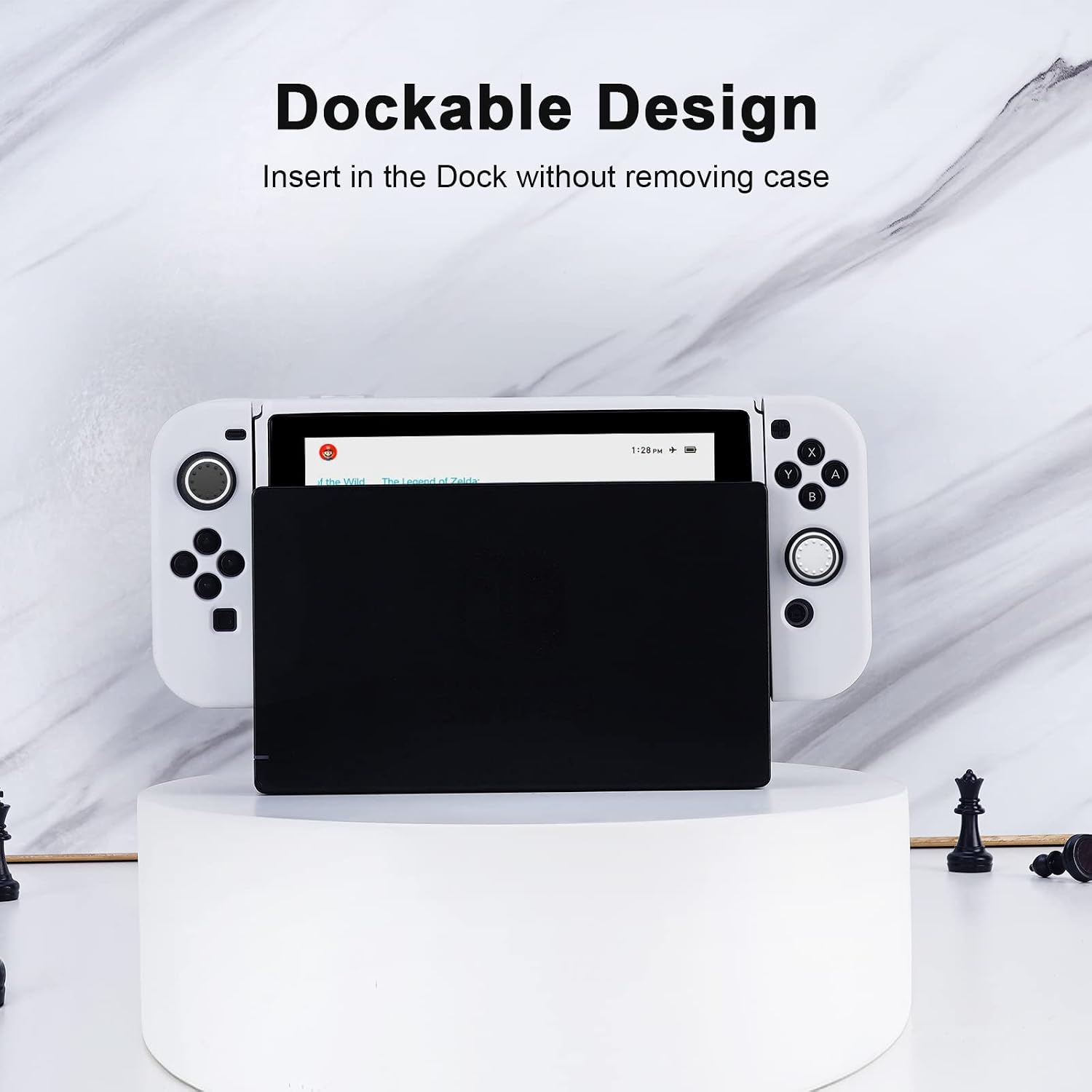 FUNDA PROTECTORA JINGDU PARA NINTENDO SWITCH 2017 BLANCA CON 4 GRIPS PARA JOYSTICK - 5
