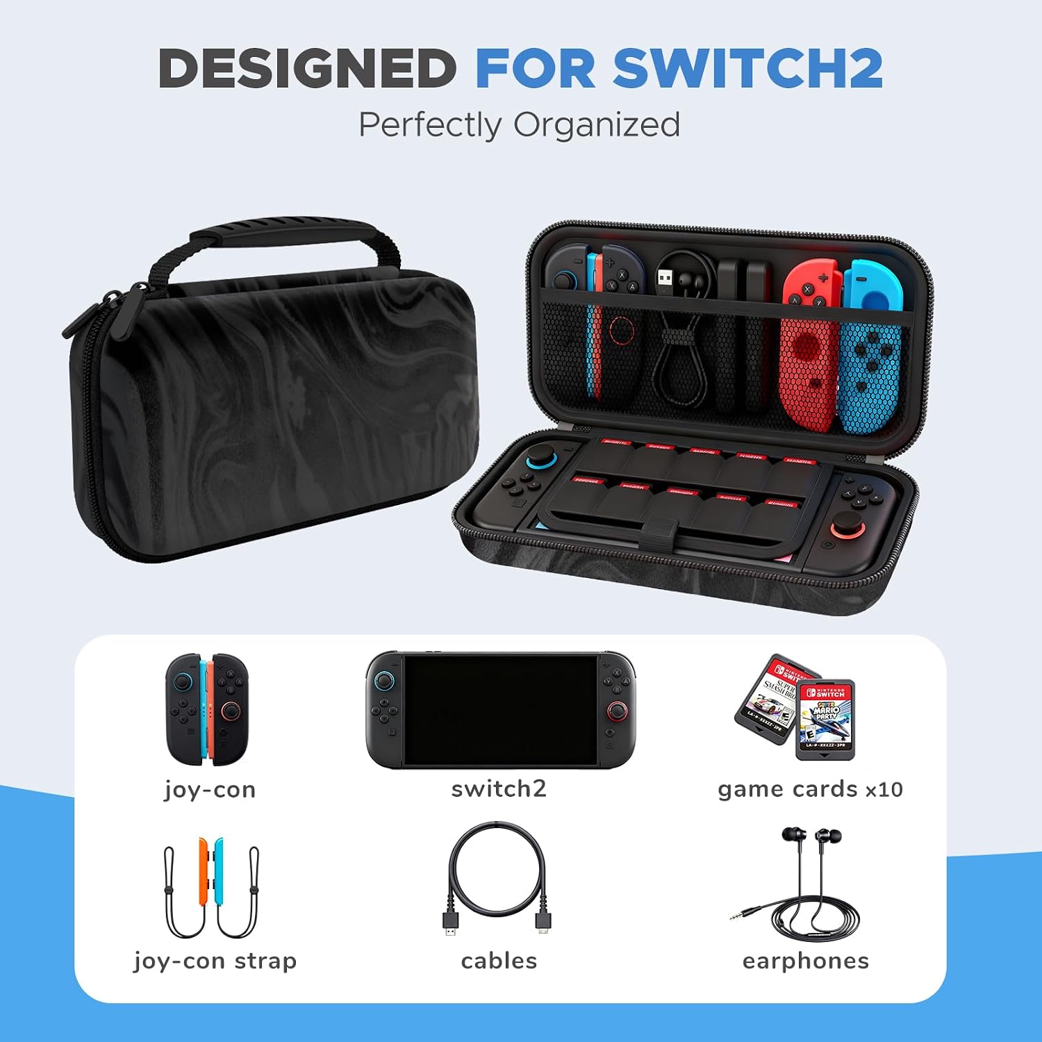 FUNDA PARA NINTENDO SWITCH 2 HOMICOZY NEGRA PARA 10 CARTUCHOS - 3