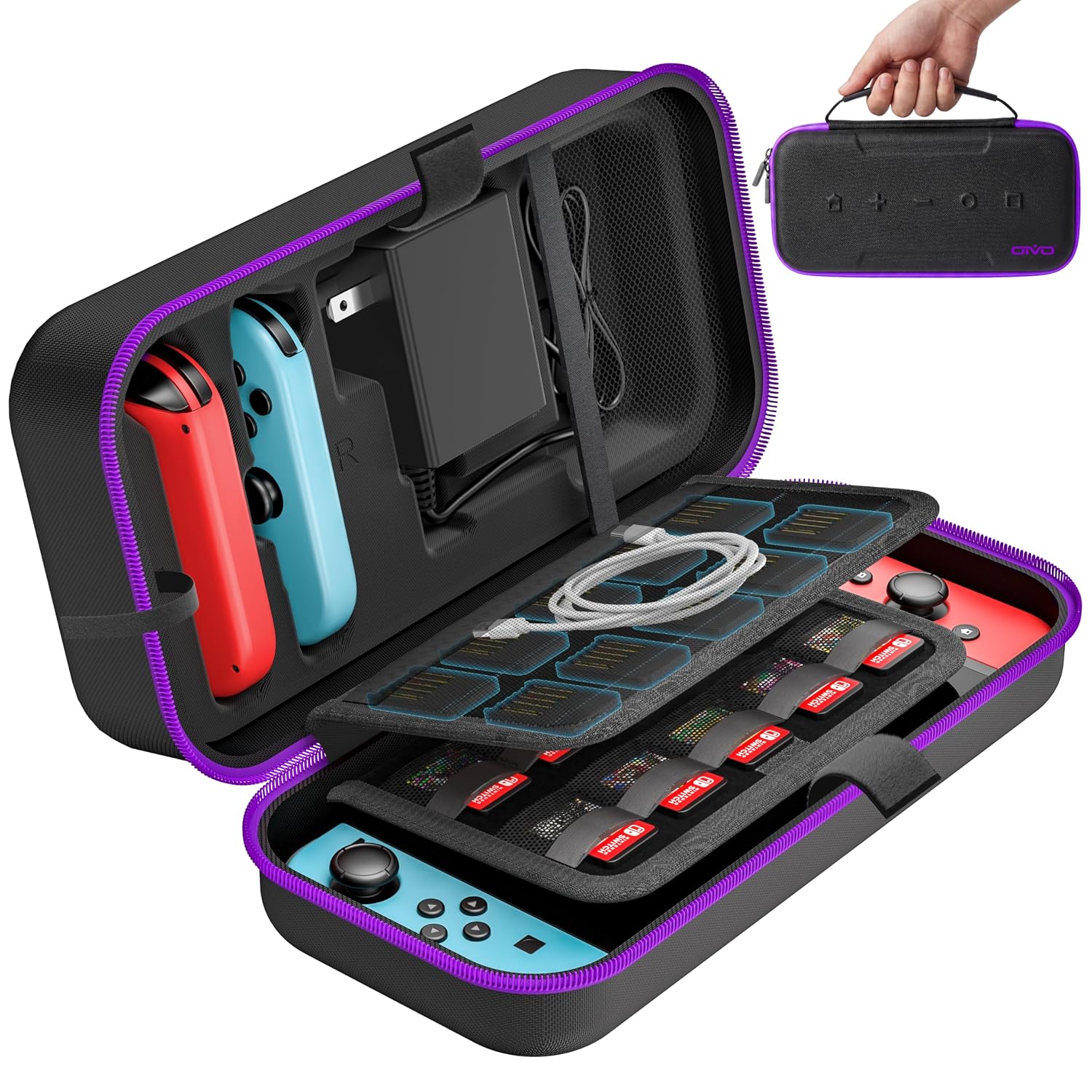 ESTUCHE PARA NINTENDO SWITCH OIVO MODELO SWITCH 1 COLOR MORADO - 1