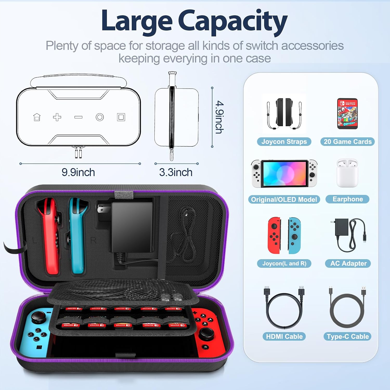 ESTUCHE PARA NINTENDO SWITCH OIVO MODELO SWITCH 1 COLOR MORADO - 2