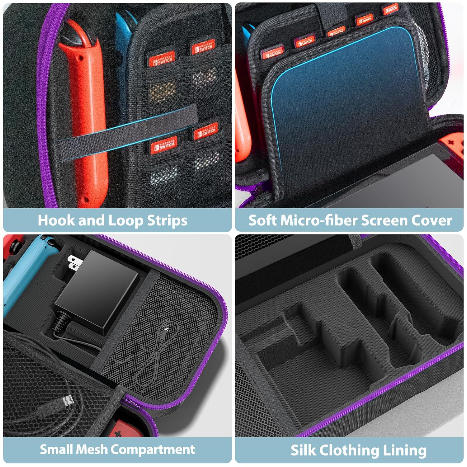 ESTUCHE PARA NINTENDO SWITCH OIVO MODELO SWITCH 1 COLOR MORADO - 5