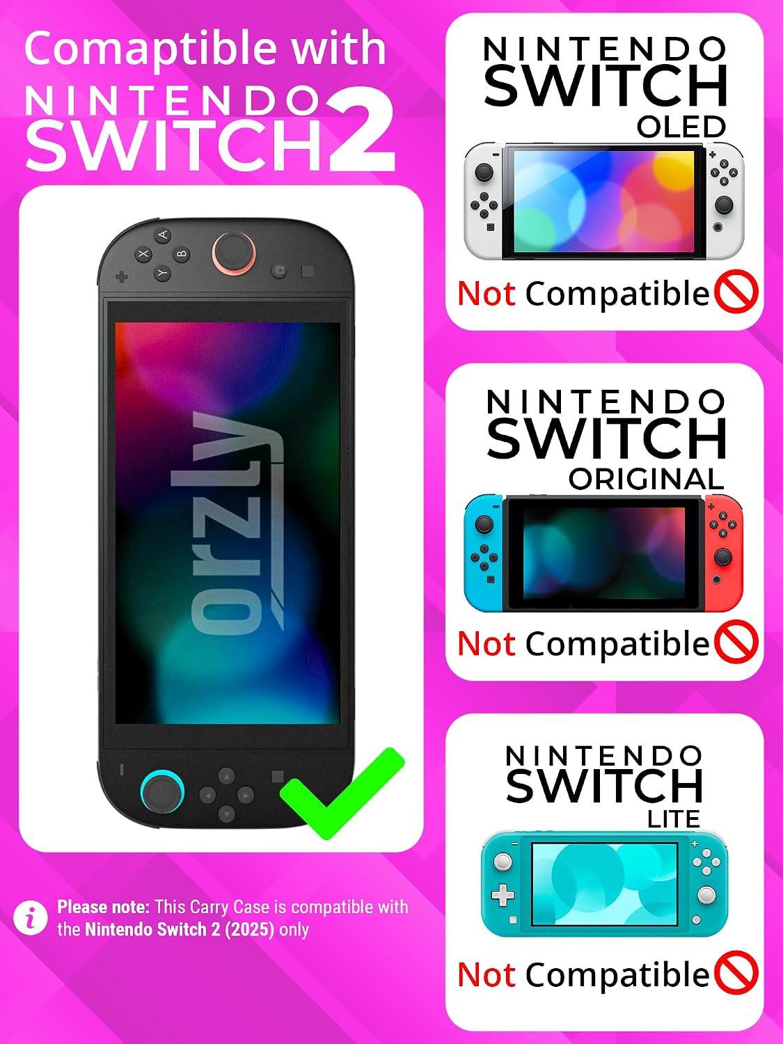 FUNDA ORZLY PARA NINTENDO SWITCH 2 CON PROTECCIÓN Y ALMACENAMIENTO - 2
