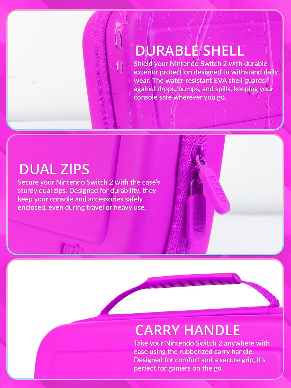 FUNDA ORZLY PARA NINTENDO SWITCH 2 CON PROTECCIÓN Y ALMACENAMIENTO - 4