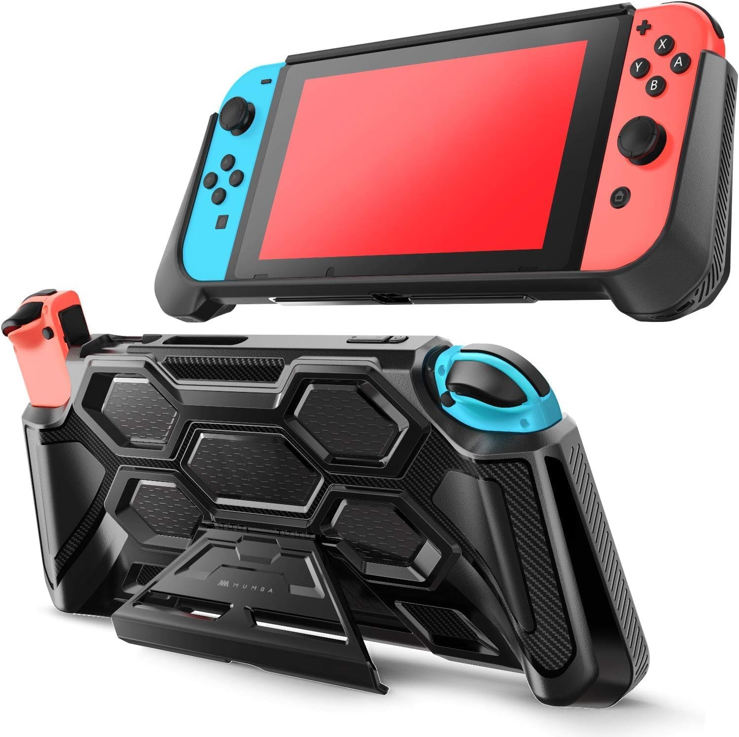 FUNDA PROTECTORA MUMBA BATTLE SERIES PARA NINTENDO SWITCH 1 (2017) CON SOPORTE Y AGARRE ACOLCHADO NEGRO - 1