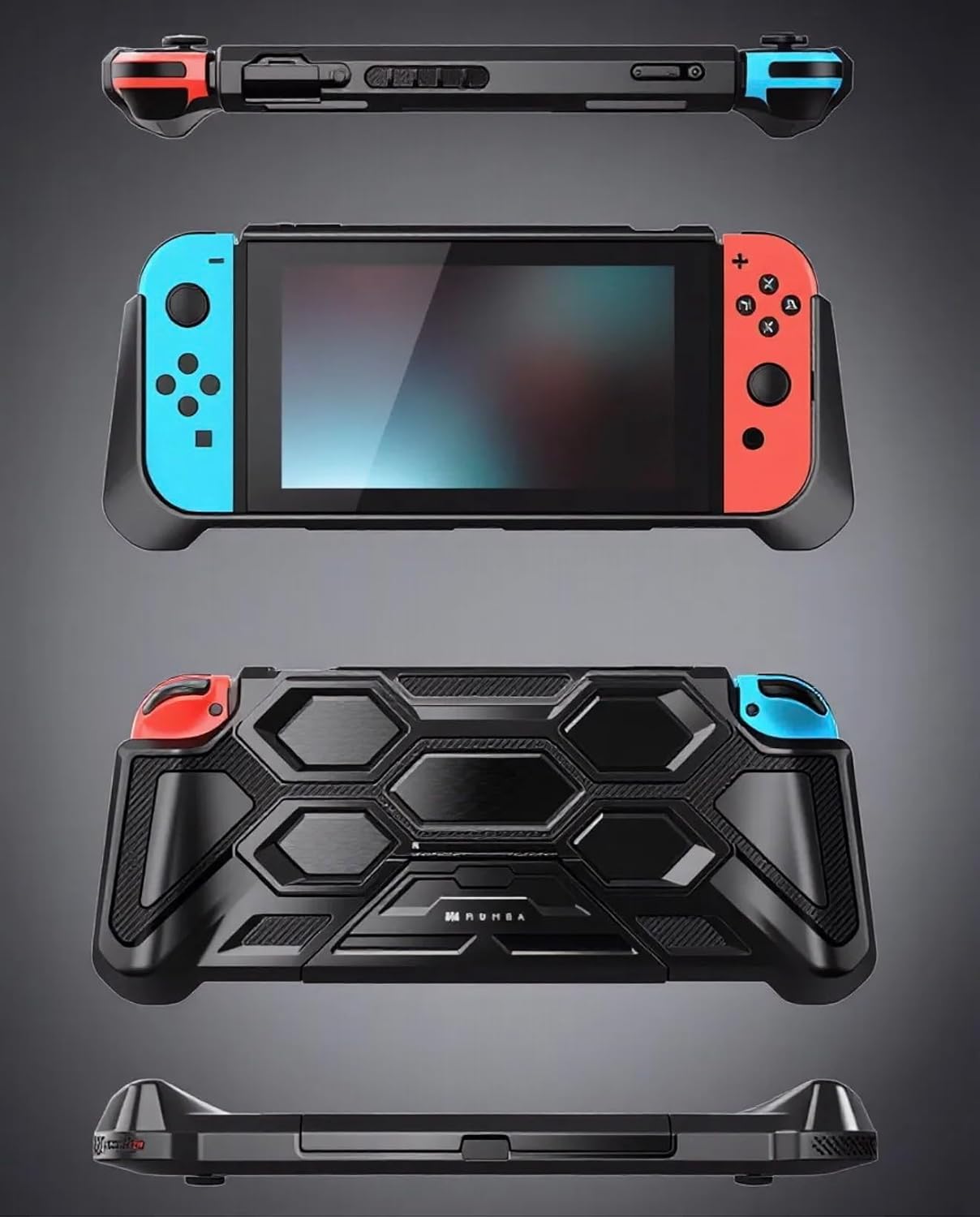 FUNDA PROTECTORA MUMBA BATTLE SERIES PARA NINTENDO SWITCH 1 (2017) CON SOPORTE Y AGARRE ACOLCHADO NEGRO - 5