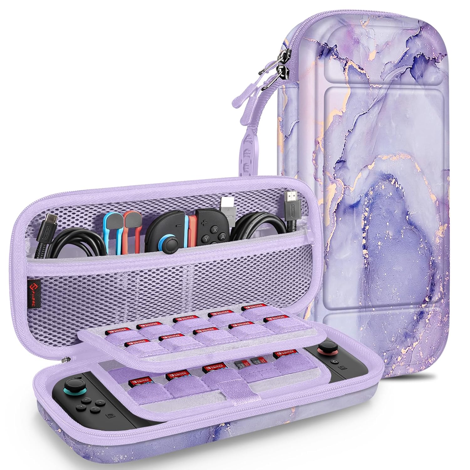 ESTUCHE RÍGIDO FINTIE PARA NINTENDO SWITCH 2 (2025) COLOR LILA MÁRMOL - 1