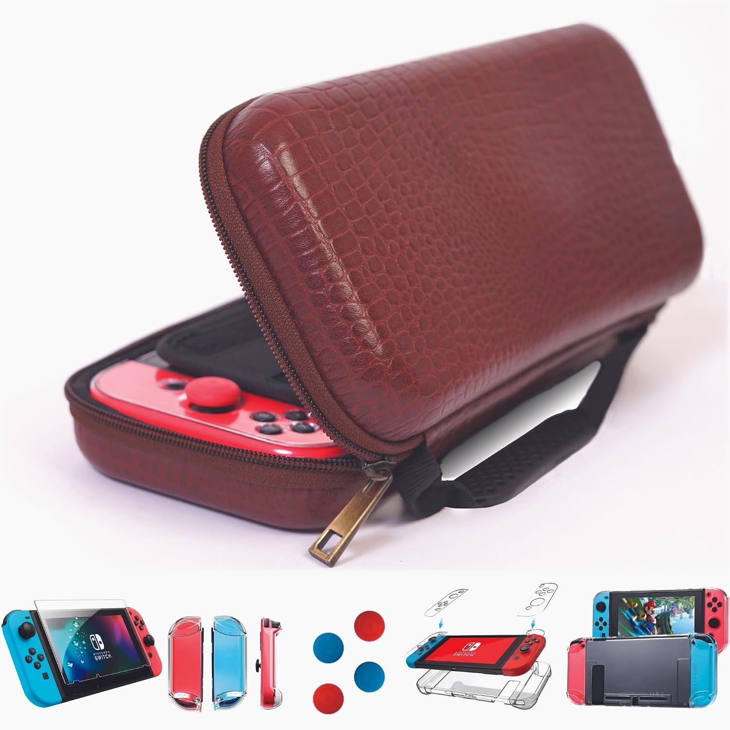 ESTUCHE RÍGIDO DE CUERO GENUINO DREAMCONTROLLER LIMITED EDITION PARA NINTENDO SWITCH CON 10 RANURAS PARA JUEGOS Y ACCESORIOS - 1