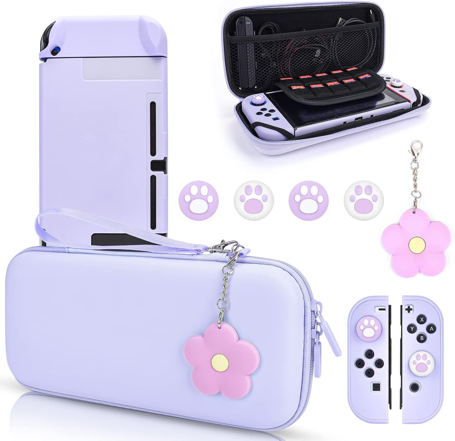 ESTUCHE PROTECTOR PARA NINTENDO SWITCH DLSEEGO 2017 MORADO CON 10 RANURAS Y ACCESORIOS - 1