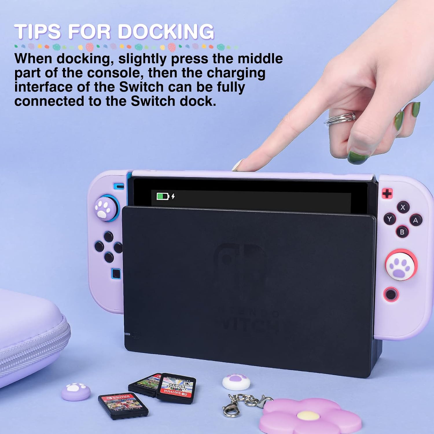 ESTUCHE PROTECTOR PARA NINTENDO SWITCH DLSEEGO 2017 MORADO CON 10 RANURAS Y ACCESORIOS - 2