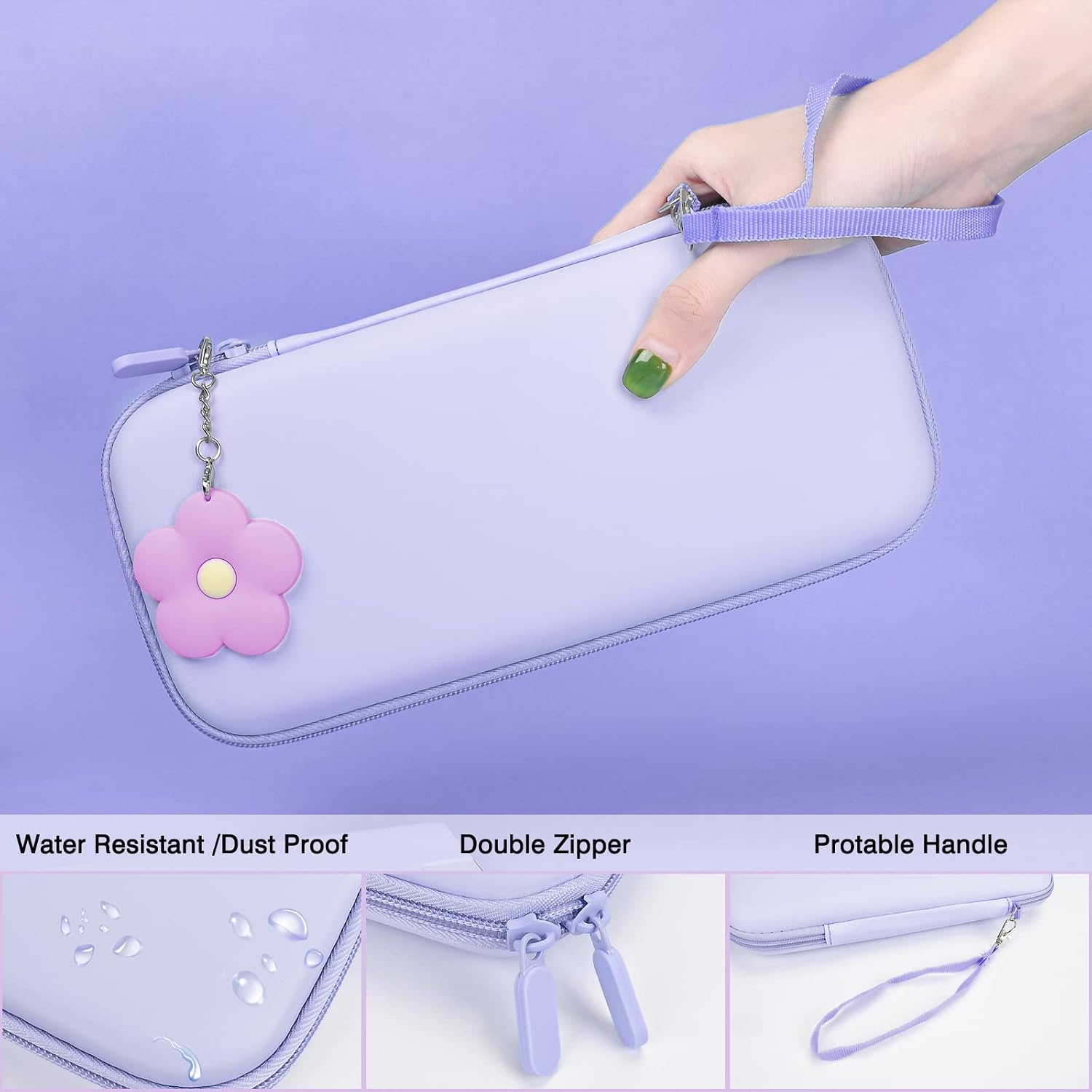 ESTUCHE PROTECTOR PARA NINTENDO SWITCH DLSEEGO 2017 MORADO CON 10 RANURAS Y ACCESORIOS - 3