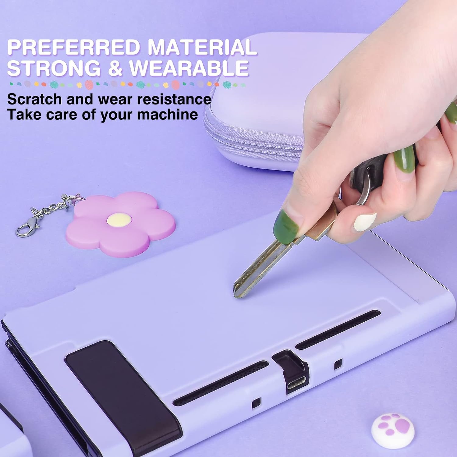 ESTUCHE PROTECTOR PARA NINTENDO SWITCH DLSEEGO 2017 MORADO CON 10 RANURAS Y ACCESORIOS - 4