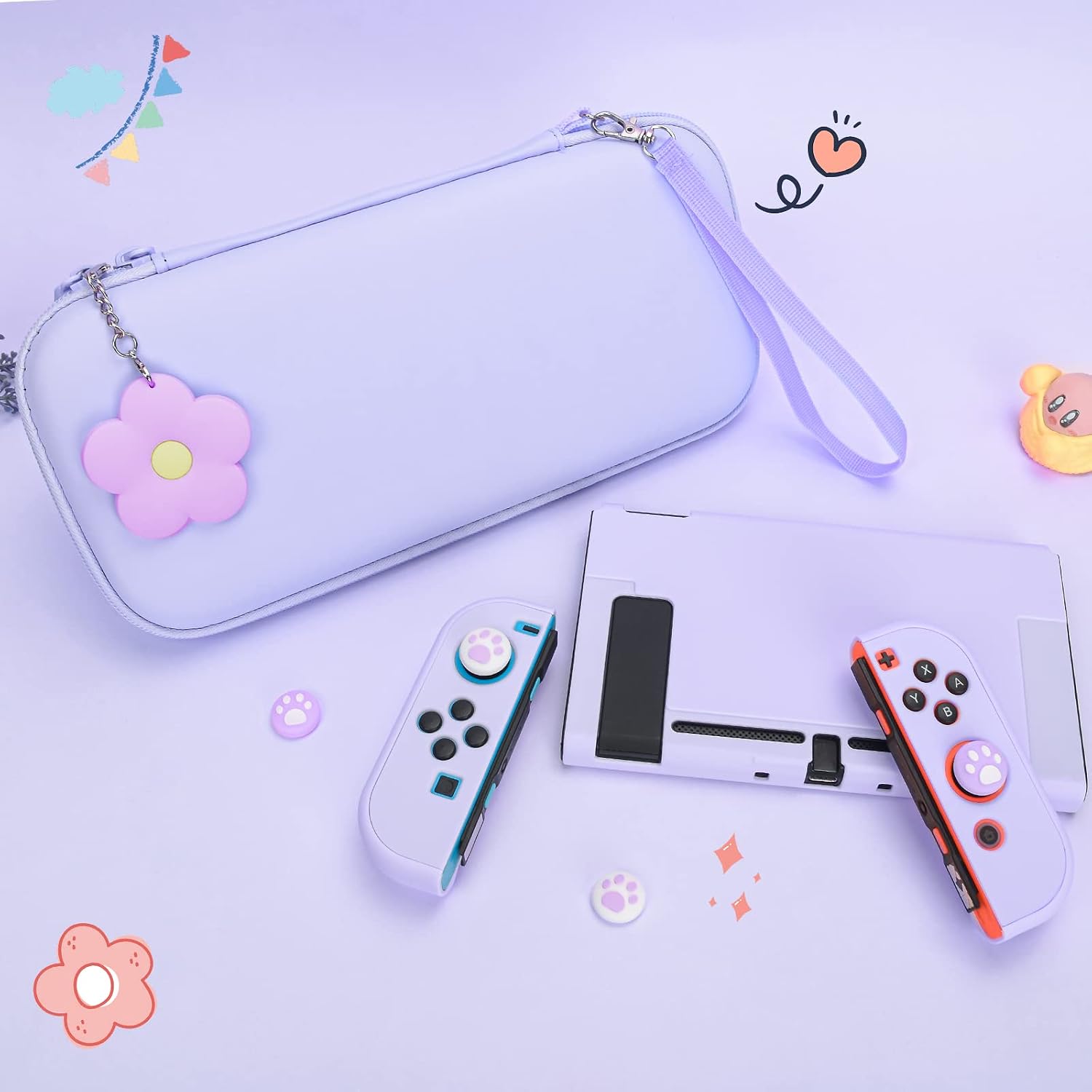 ESTUCHE PROTECTOR PARA NINTENDO SWITCH DLSEEGO 2017 MORADO CON 10 RANURAS Y ACCESORIOS - 5