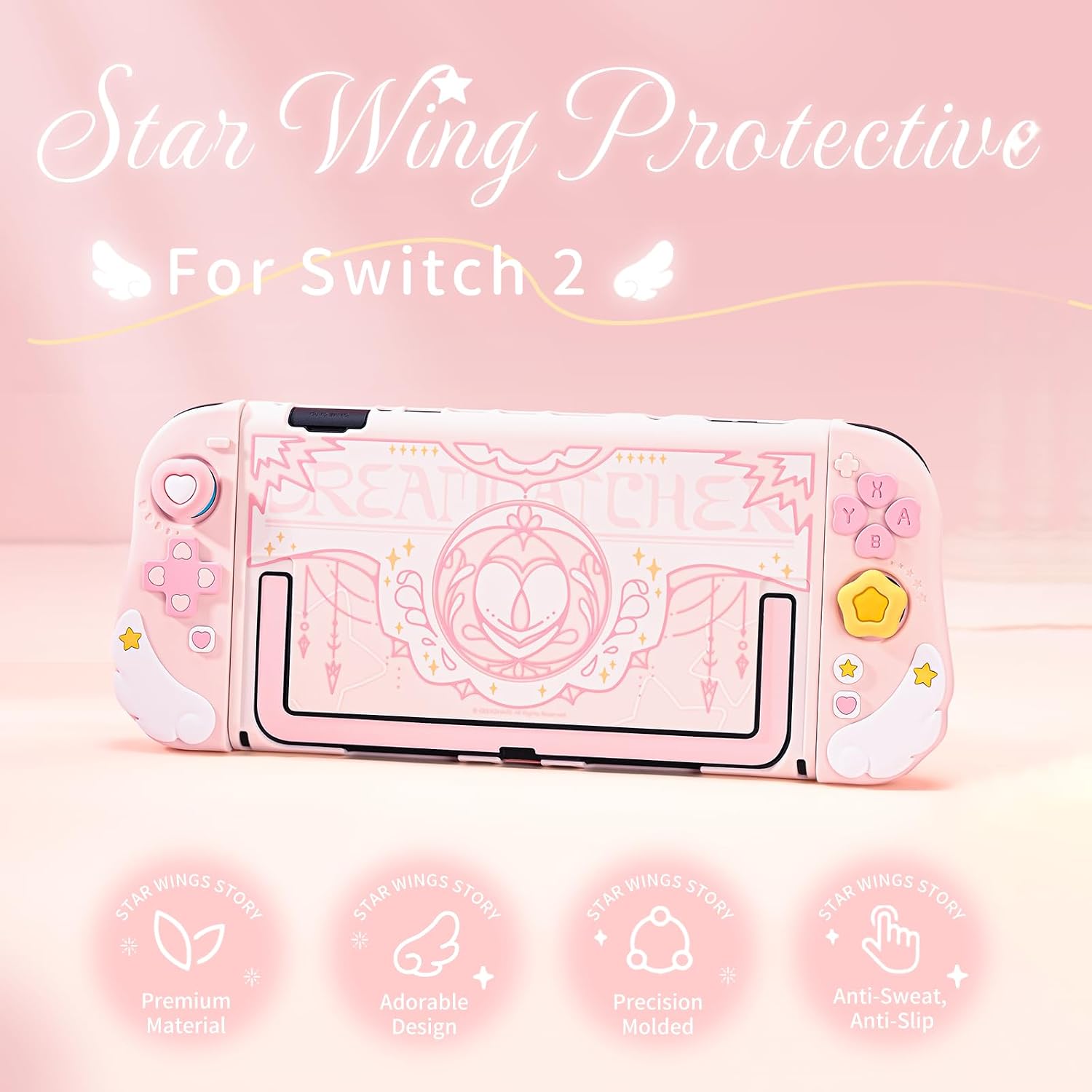 FUNDA PROTECTORA GEEKSHARE PARA SWITCH 2 STAR WING CON CUBIERTA DE SILICONA PARA JOYSTICKS Y 2 GRIPS PARA PULGAR - 3