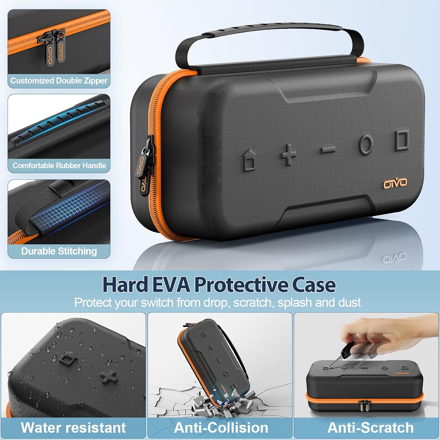 ESTUCHE PARA NINTENDO SWITCH OIVO OLED RÍGIDO NARANJA CON CAPACIDAD PARA 20 JUEGOS - 4