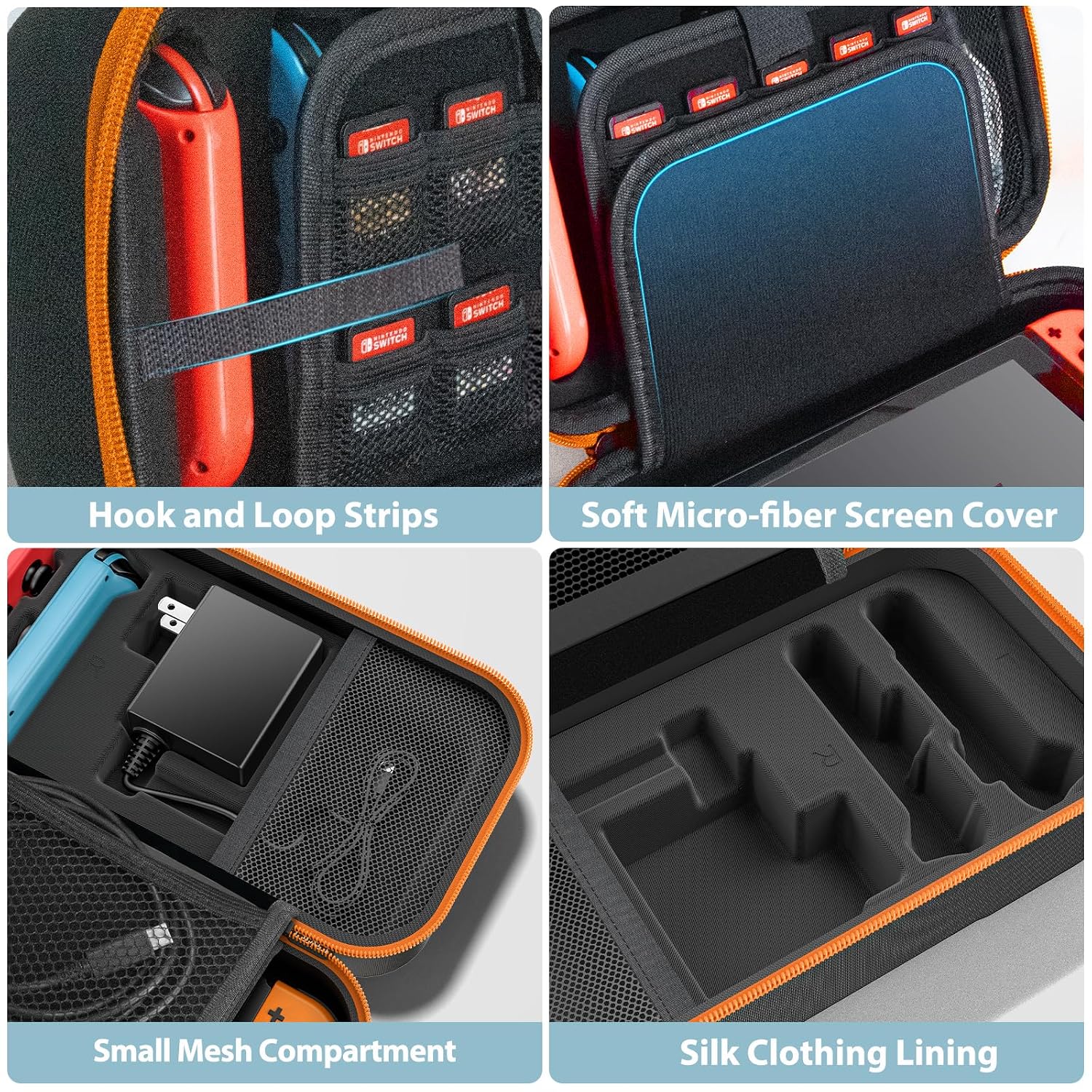 ESTUCHE PARA NINTENDO SWITCH OIVO OLED RÍGIDO NARANJA CON CAPACIDAD PARA 20 JUEGOS - 5