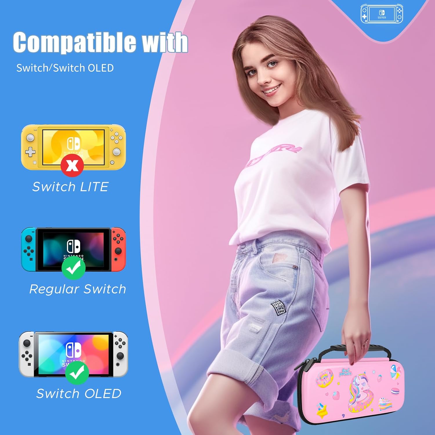 ESTUCHE HOMICOZY UNICORNIO PARA NINTENDO SWITCH Y SWITCH OLED - 2