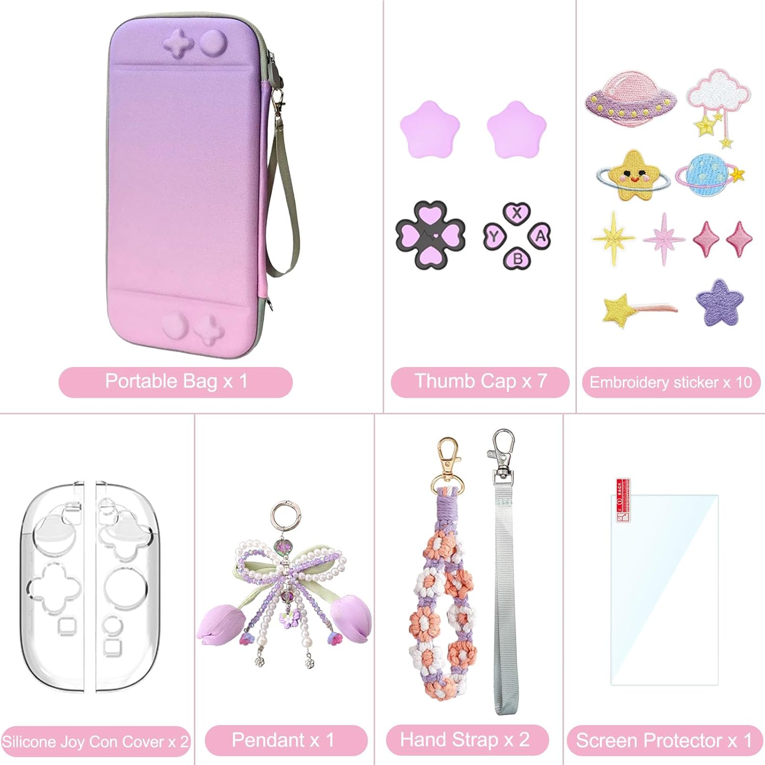 ESTUCHE PARA VIAJE VIRGOCCY SWITCH 2 2025 CON ACCESORIOS MORADO-ROSADO - 2