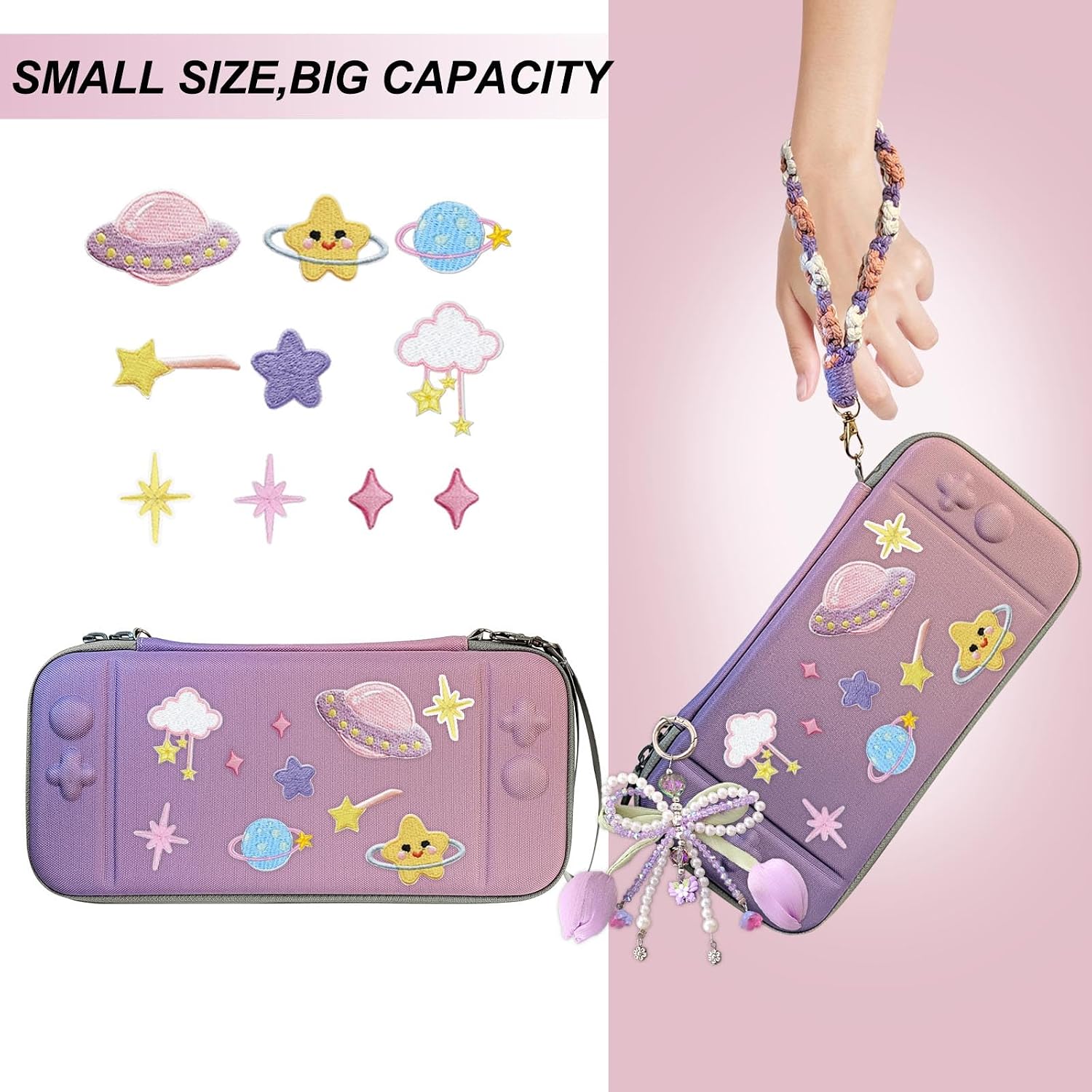 ESTUCHE PARA VIAJE VIRGOCCY SWITCH 2 2025 CON ACCESORIOS MORADO-ROSADO - 3