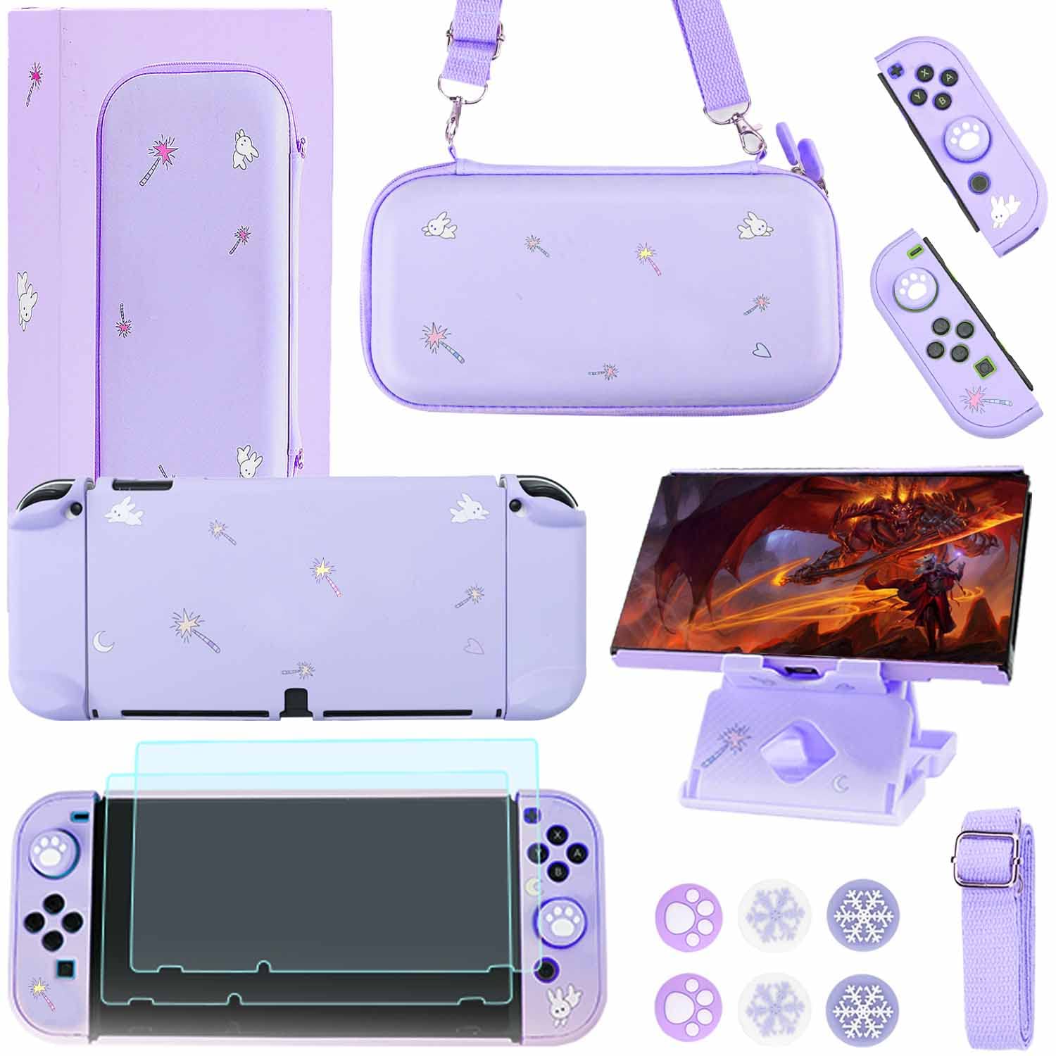 KIT DE ACCESORIOS GUTIAL PARA NINTENDO SWITCH OLED MORADO - 1