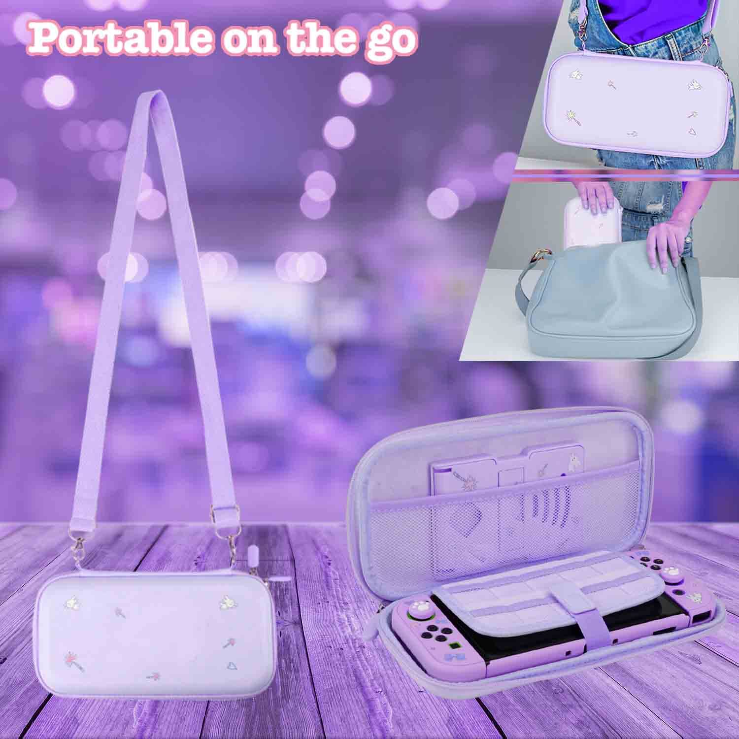 KIT DE ACCESORIOS GUTIAL PARA NINTENDO SWITCH OLED MORADO - 3