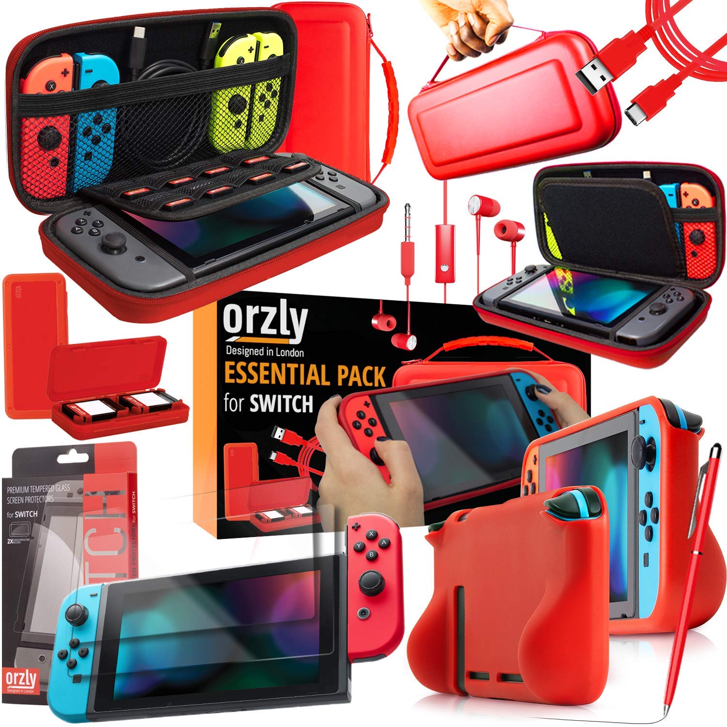 KIT DE ACCESORIOS ORZLY SWITCH 2 CON ESTUCHE, PROTECTOR DE PANTALLA Y MÁS COLOR ROSA - 5