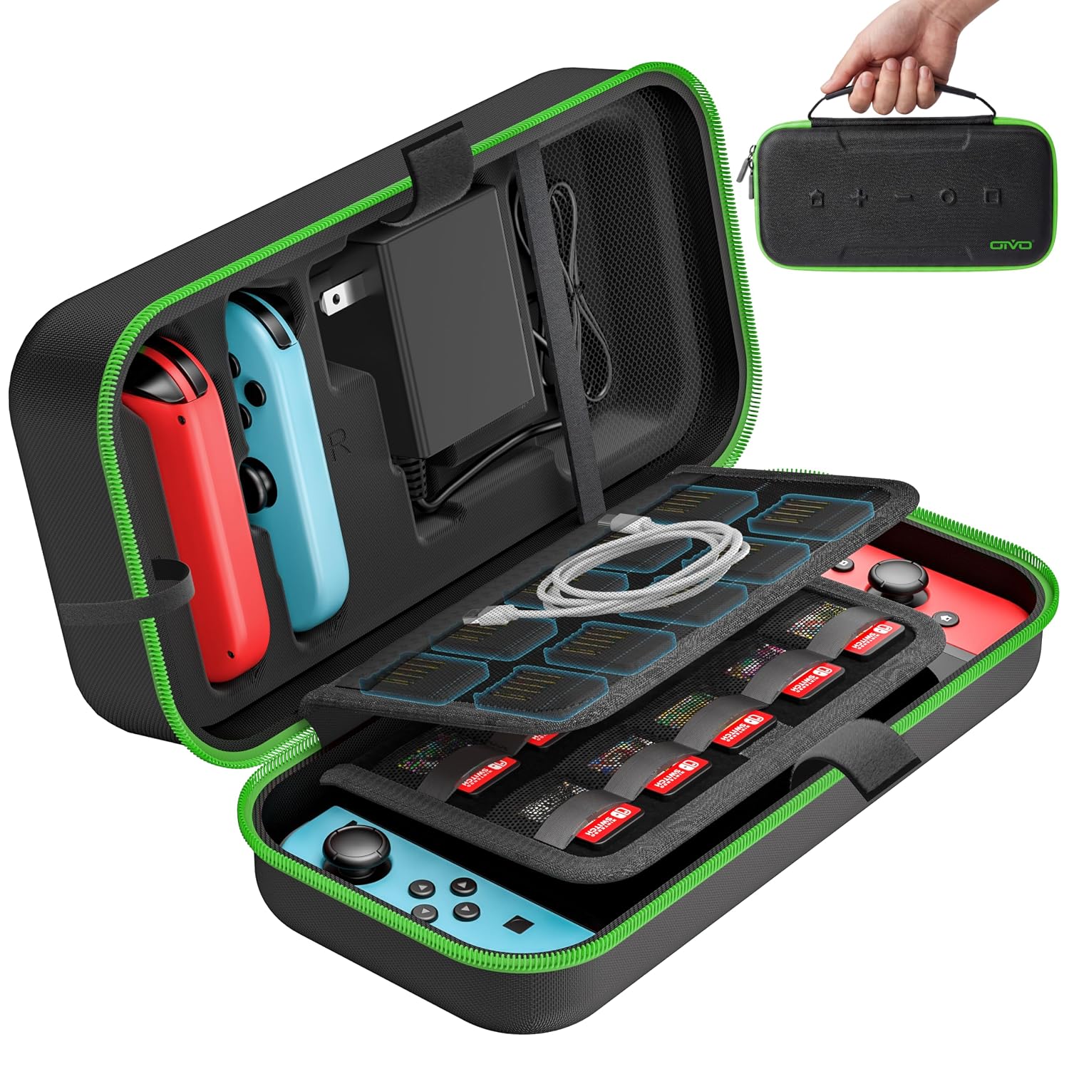 ESTUCHE PARA NINTENDO SWITCH OIVO OLED VERDE - 1