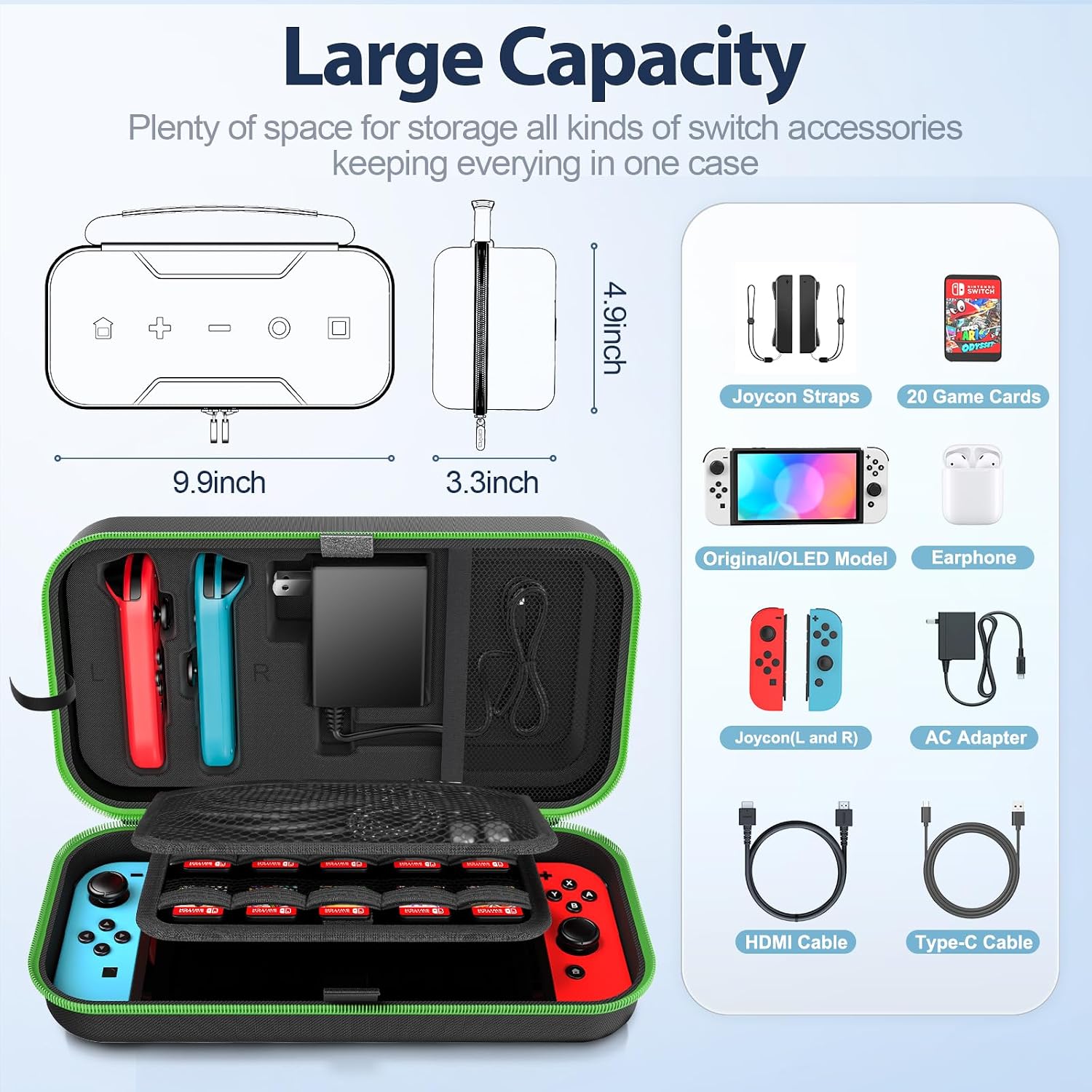 ESTUCHE PARA NINTENDO SWITCH OIVO OLED VERDE - 3