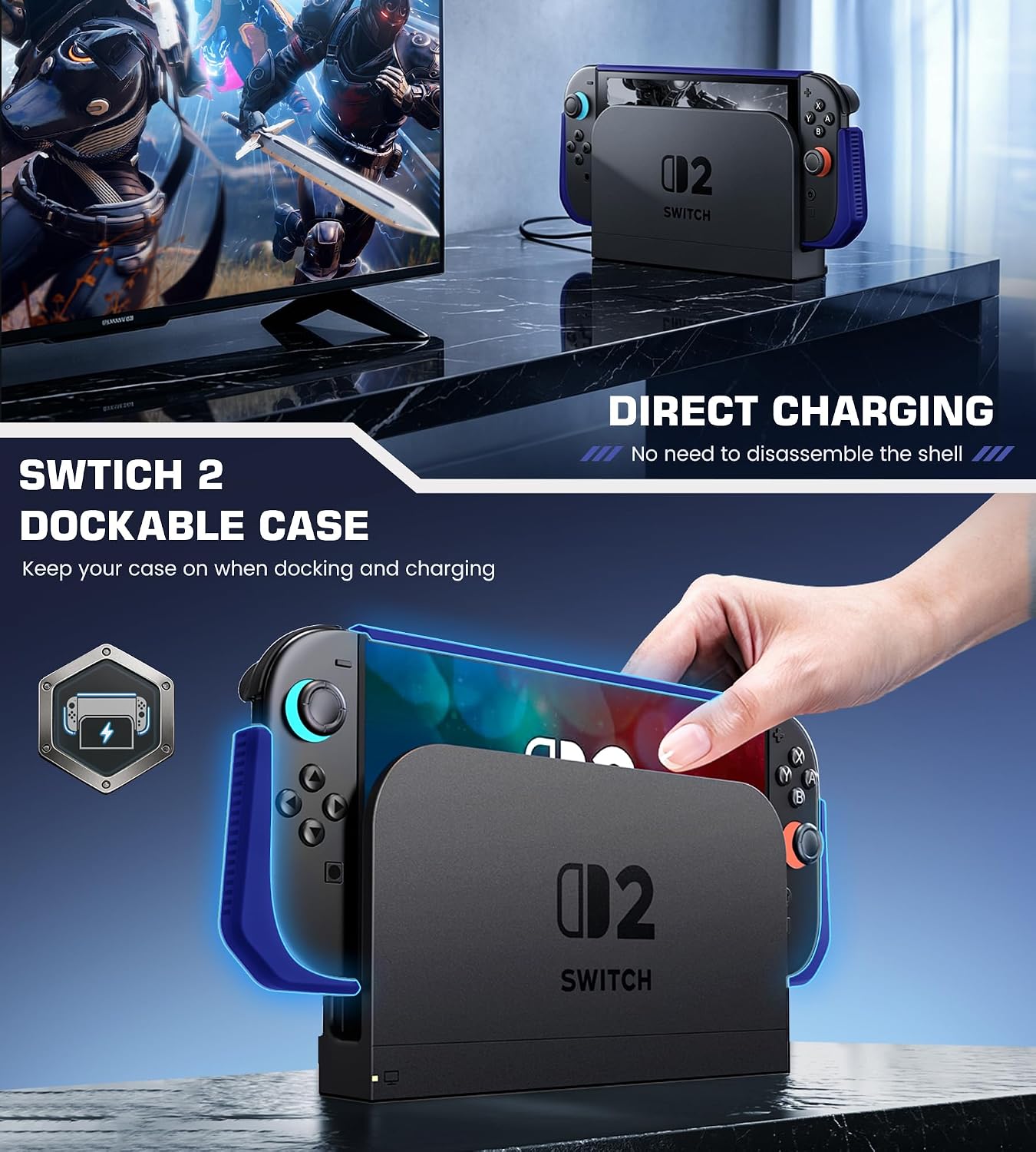 FUNDA PROTECTORA NINABXY PARA NINTENDO SWITCH 2 AZUL MEDIANOCHE - 2
